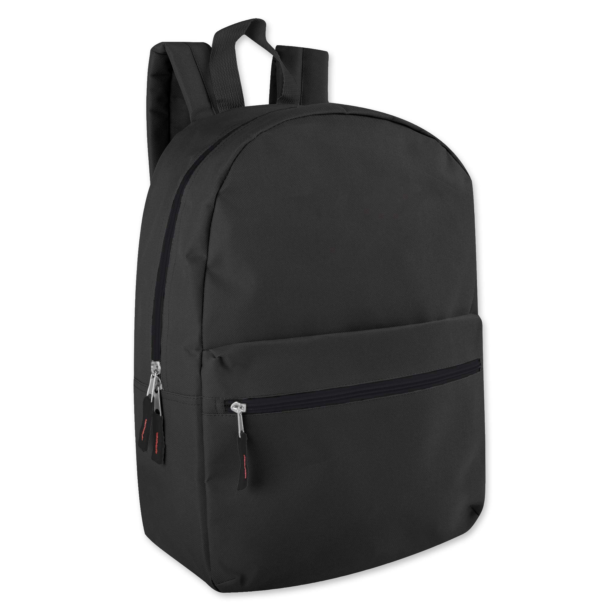 24 Pack Bulk Wholesale Trail Maker Backpacks with Padded Straps - Durable School & Travel Backpacks for Students, Hiking & Outdoor Activities (Solid Black)