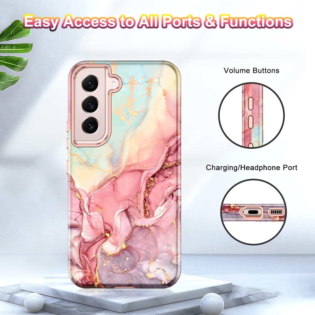 Samsung Galaxy S22 5G Phone Case - Marble Design Shockproof Protective Cover with Military-Grade Drop Protection | Perfect for Everyday Use, Travel & Outdoor Activities