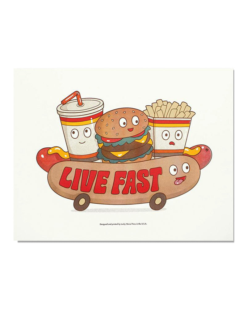 Live Fast Risograph Art Print - 11x14 Inches - Vibrant Wall Decor for Home, Office & Studio - Perfect for Modern & Boho Interiors