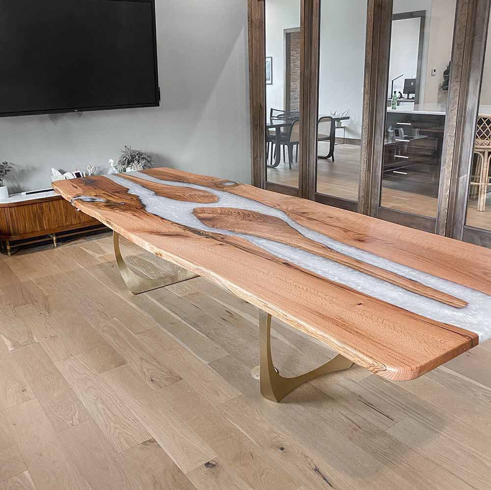 Gold Table Legs 442 Cleo 28H - Solid Metal Dining Table Base for Live Edge Wood Tabletop - Perfect for Modern Farmhouse, Rustic & Industrial Style Dining Rooms