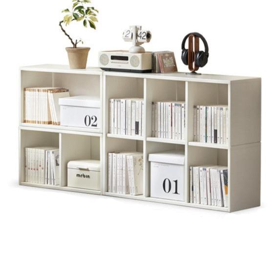 Pine Solid Wood Cream White Lattice Storage Low Bookcase - Modern Farmhouse Style Bookshelf for Living Room, Bedroom, Office - Perfect for Organizing Books, Decor & Storage Needs