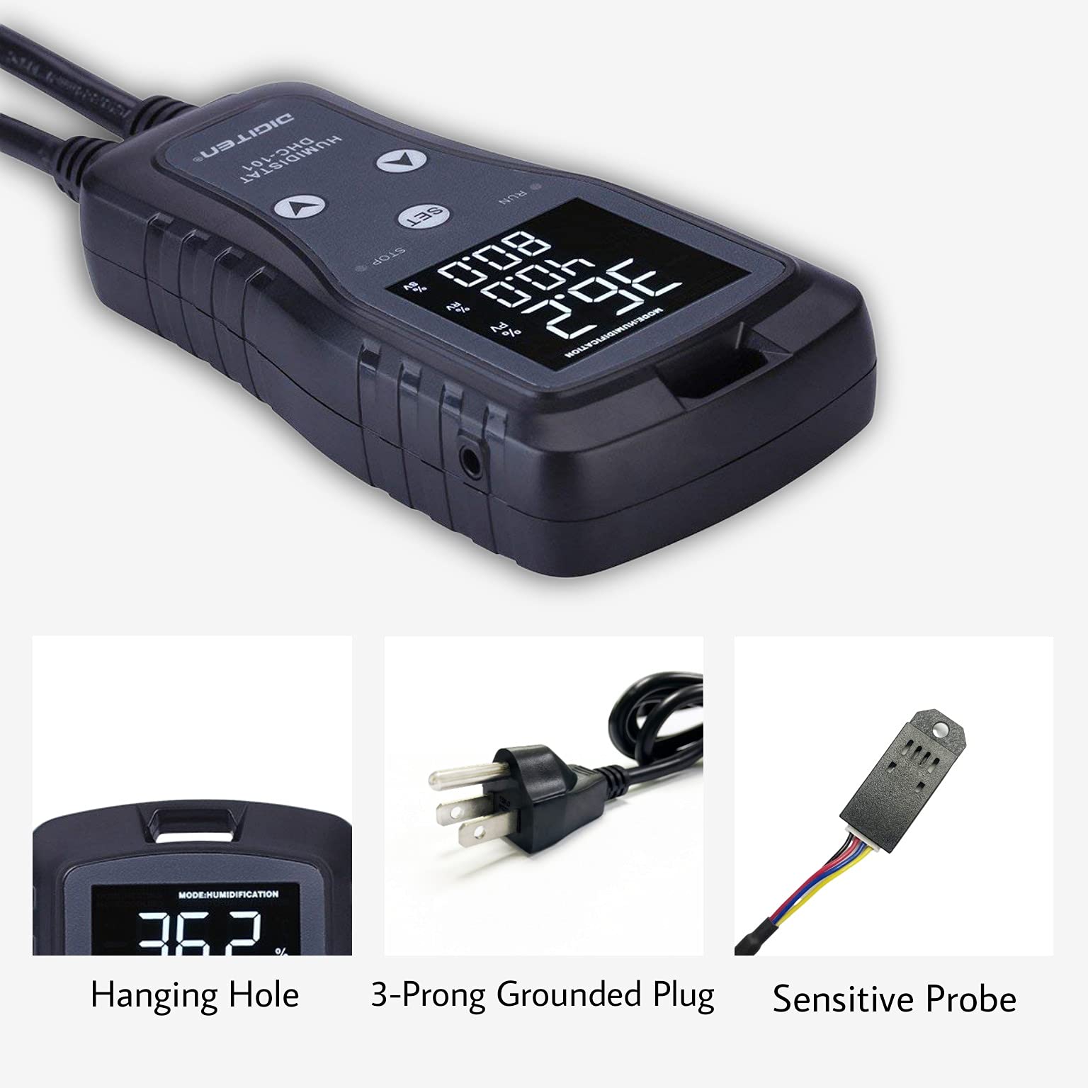 DIGITEN DHC101 Digital Humidity Controller with Pre-Wired Outlet - Precise Reptile Terrarium, Grow Tent, Mushroom Greenhouse, Homebrew Fermentation, Humidifier & Dehumidifier Control for Optimal Environment
