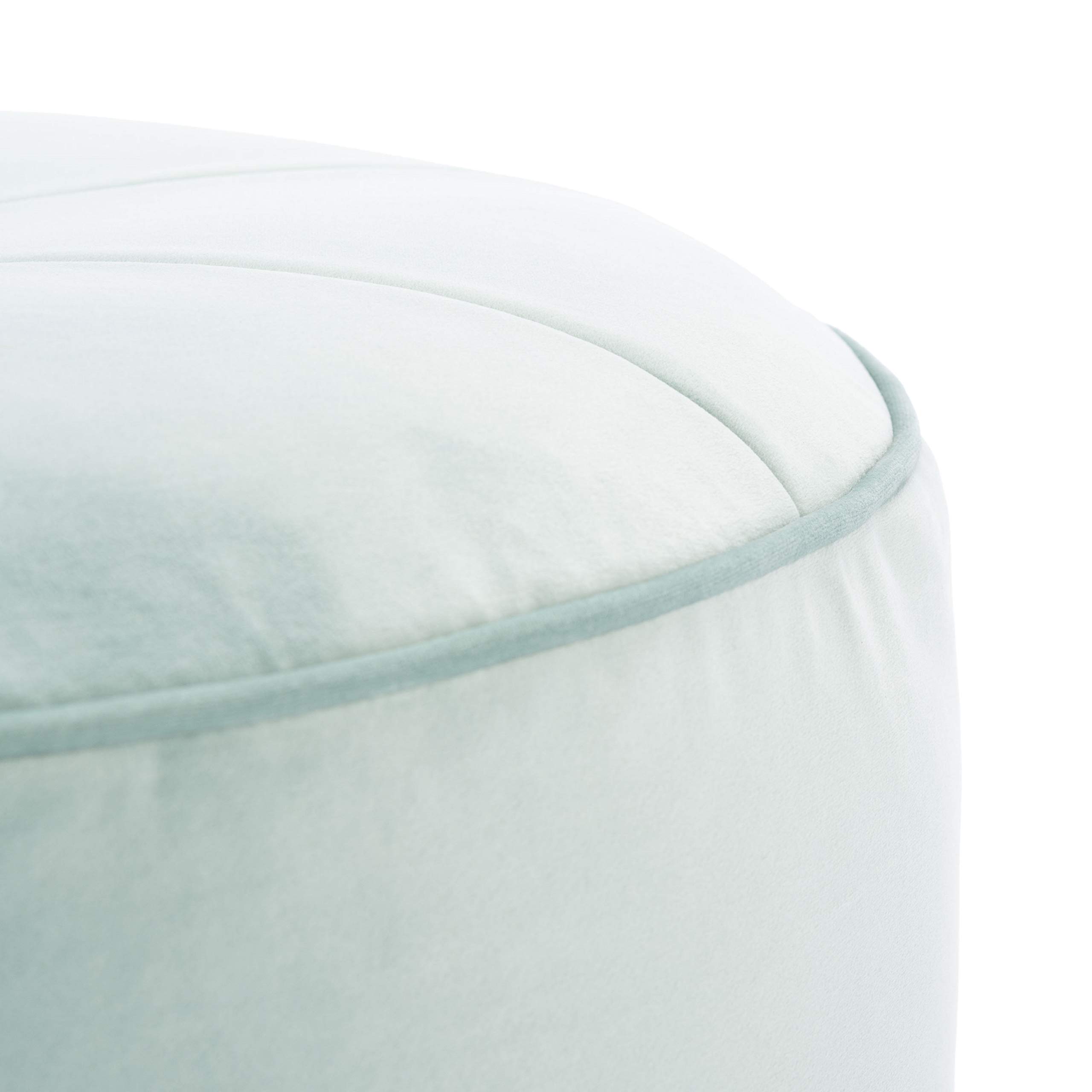 Safavieh Amais Mint Green Velvet Round Ottoman Footstool - Stylish Living Room Pouf for Home Decor, Bedroom Seating & Nursery Accent