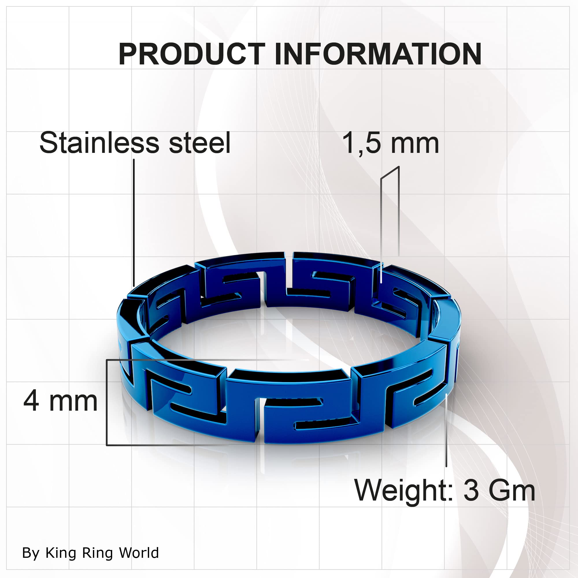 4mm Greek King Ring – Stainless Steel Viking Rings for Men & Women | USA Designed Couple Bands | Perfect for Engagement, Wedding & Everyday Wear