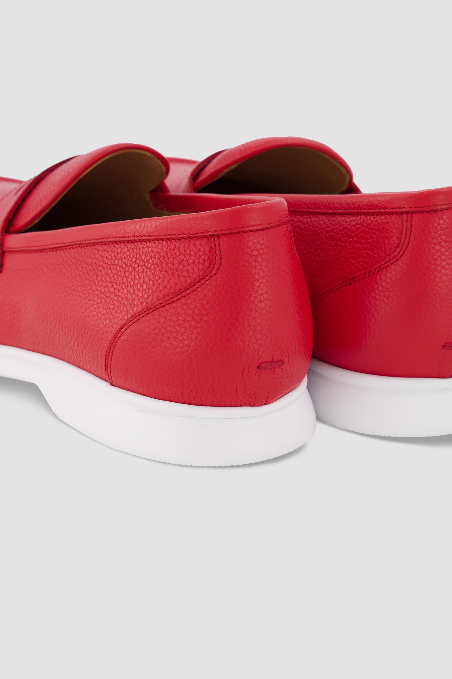 Premium Kiton Red Leather Loafers for Men - Comfortable & Stylish Dress Shoes for Business, Casual & Formal Occasions
