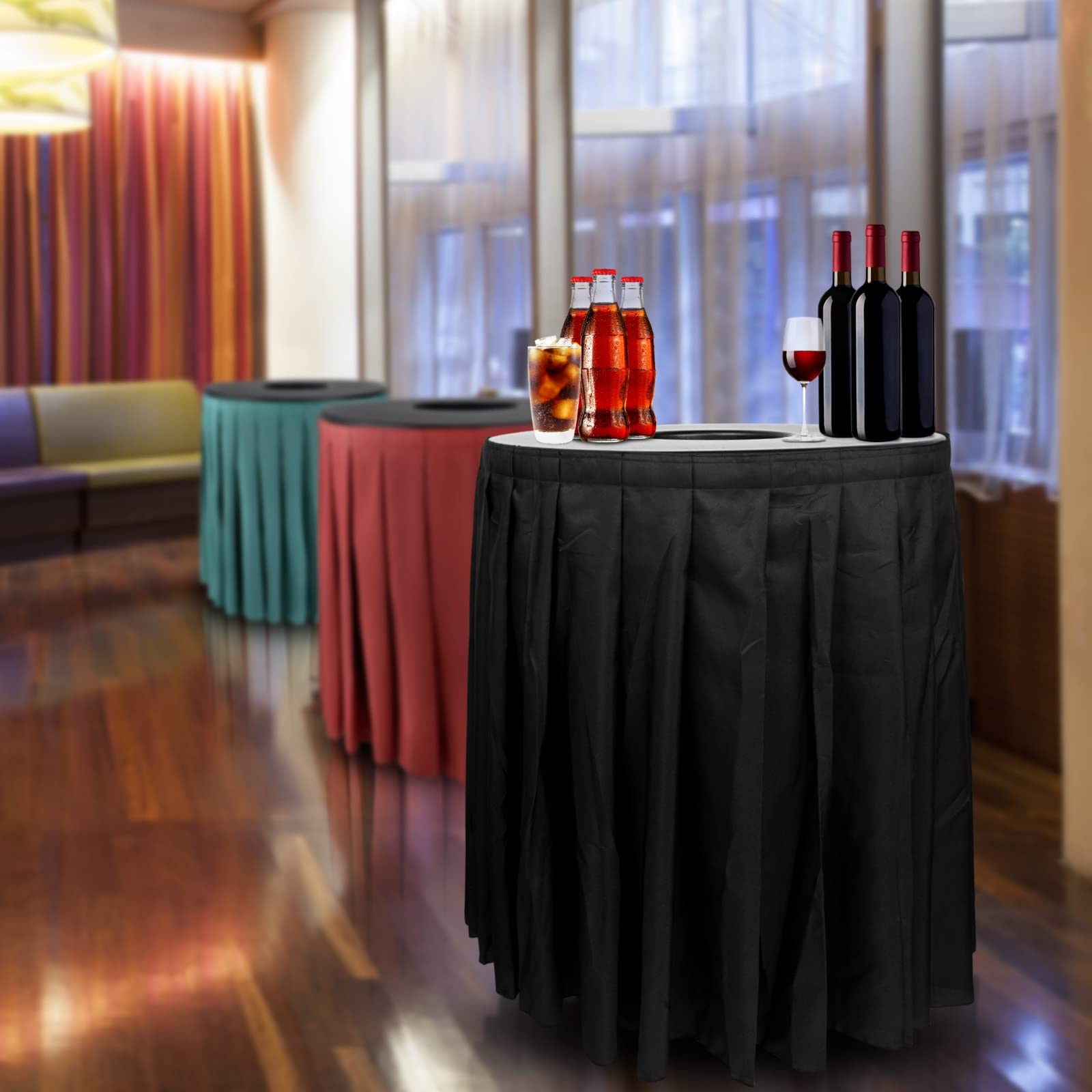 2 Pack Decorative Trash Can Topper with Skirt - Fits 44 Gallon & 55 Gallon Trash Cans - Elegant Waste Bin Cover for Weddings, Parties, Events - Black Top & Skirt - Perfect for Indoor & Outdoor Gatherings