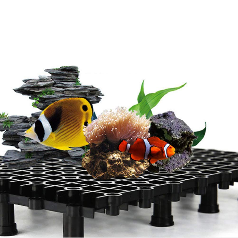 Hemobllo Aquarium Bottom Plate - PVC Fish Tank Grid Tray Divider for Mixed Breeding (5pcs, Black) | Durable Tank Stand Accessory for Aquascaping & Fish Separation