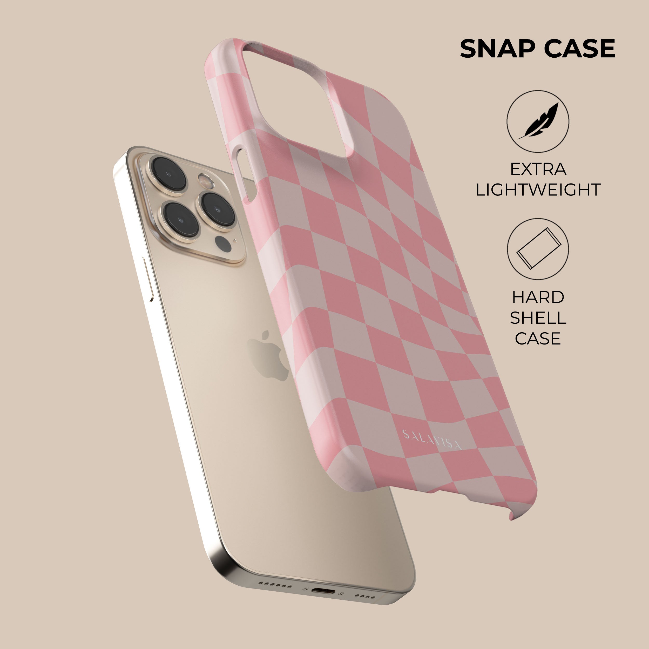 Trendy Pink Wave Checkered Phone Case - Shockproof & Slim Design for iPhone 15/14/13/12/11 Pro Max - Cute Aesthetic Protective Cover for Women Girls (Perfect for Daily Use, Travel & Gift Giving)