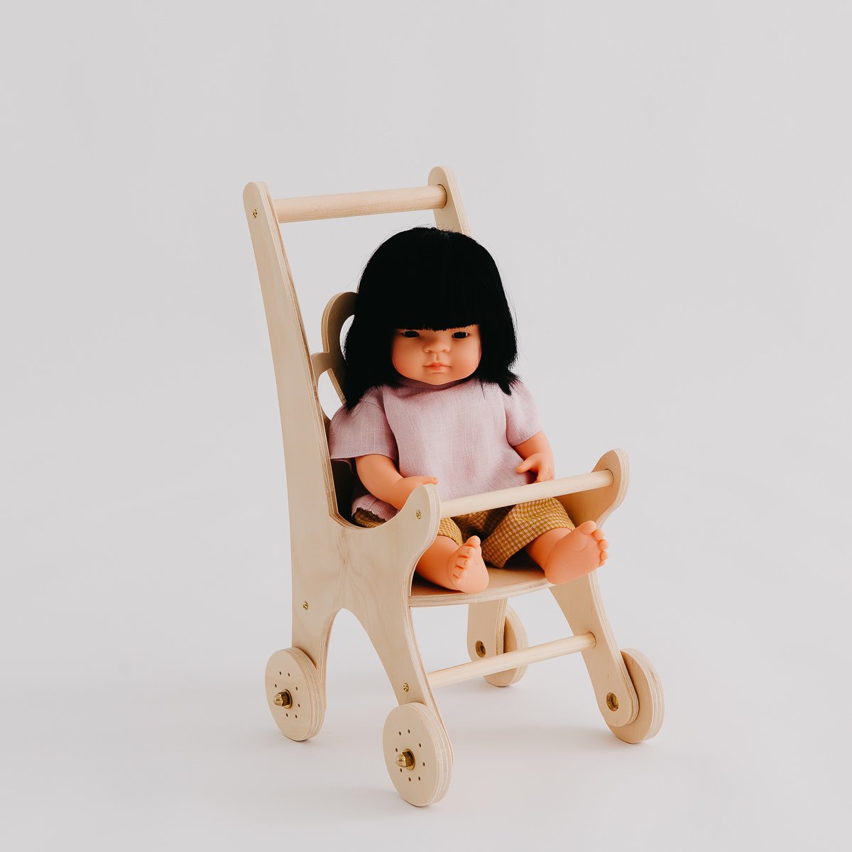 Premium Shell Dolly Pram Stroller - Lightweight Baby Pushchair with Adjustable Handle & Storage Basket | Perfect for Newborns, Toddlers, Shopping & Outdoor Walks