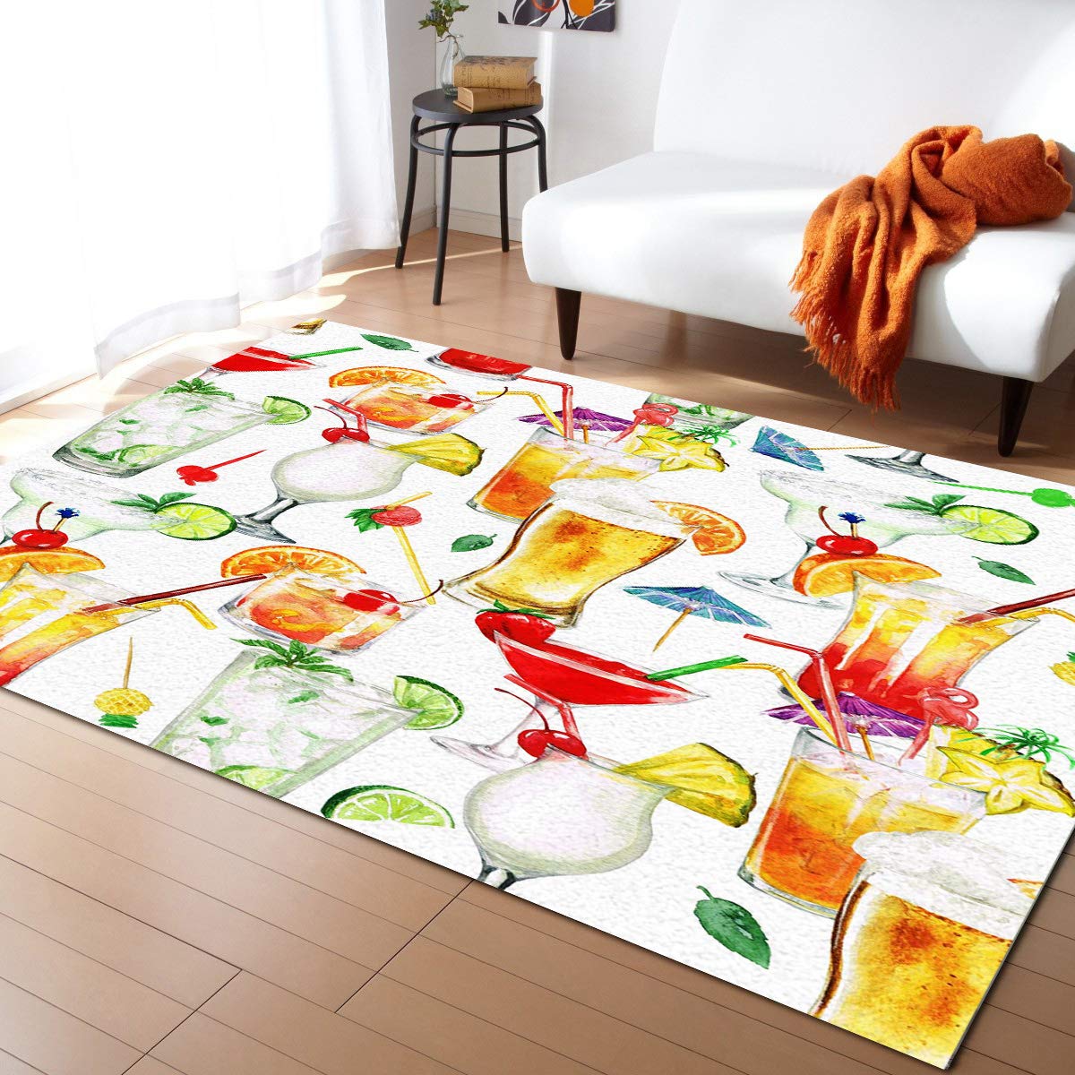 YOKOU Non-Slip Rectangle Area Rug 2'x3' - Watercolor Drink Beverage Glass Design for Bedroom, Living Room, Kids Room & Playroom | Soft Indoor Accent Rug for Home Decor & Cozy Spaces