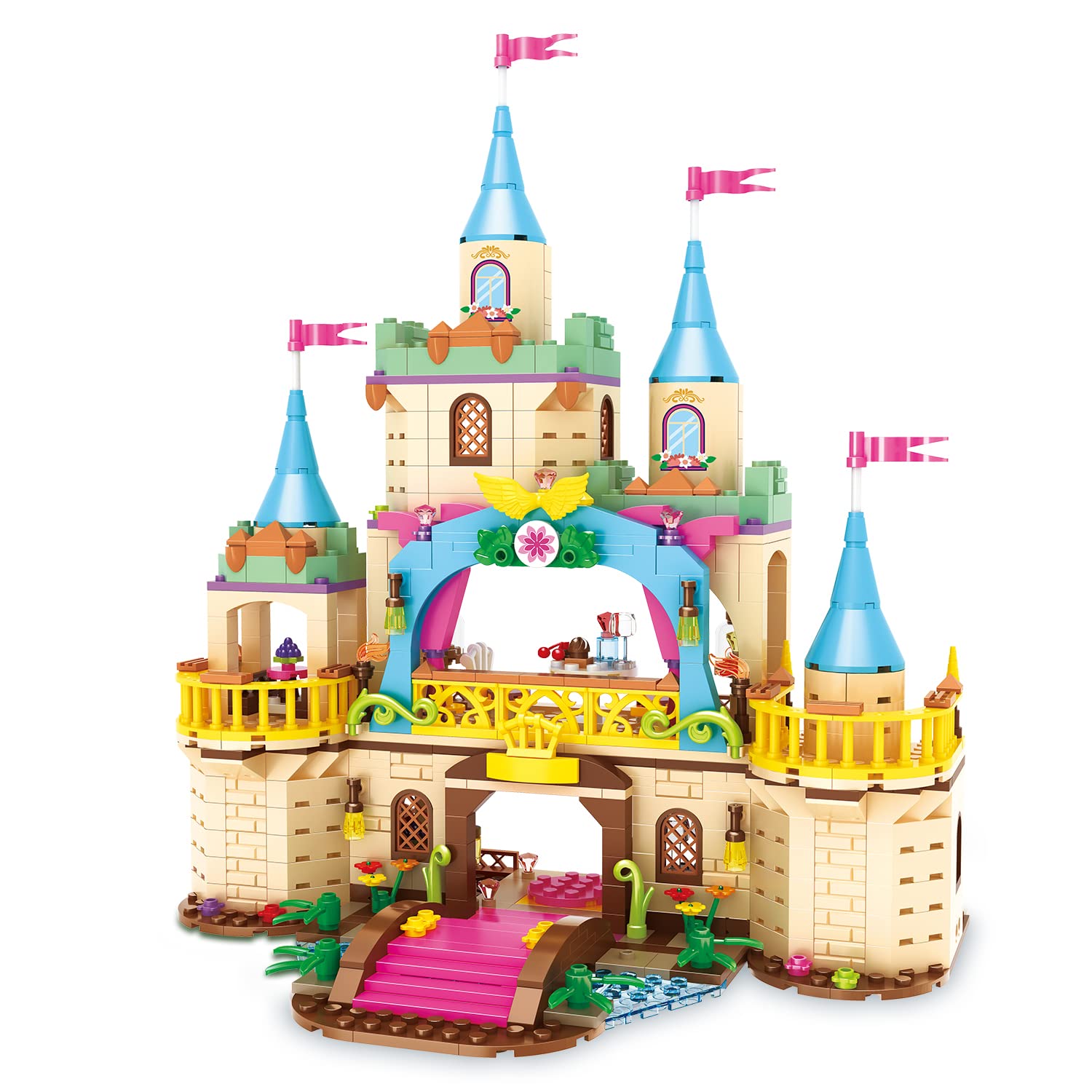 **Yellow Princess Castle Building Blocks Set - 807 PCS Kids Construction Toy for Girls, STEM Learning, Creative Play, Birthday & Christmas Gift - Perfect for Roleplay, Pretend Play & Educational Fun**