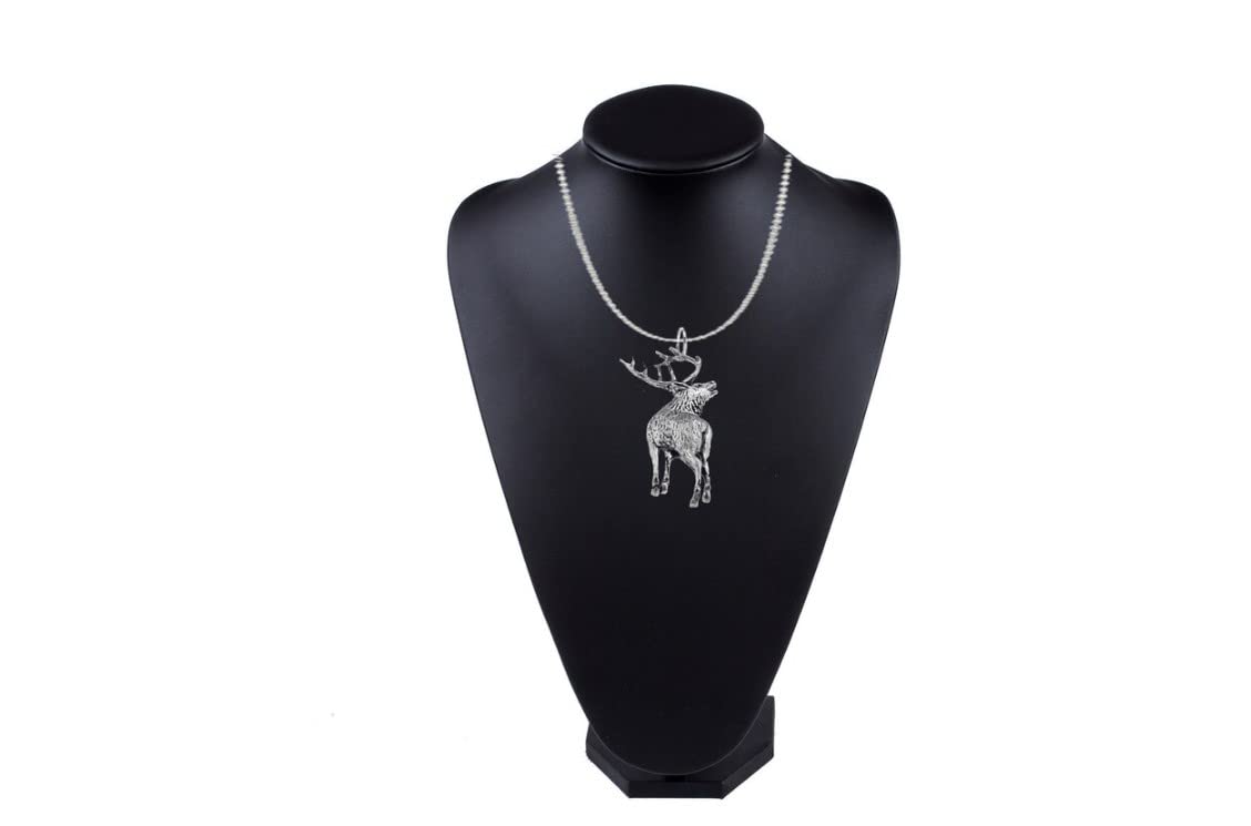 Handmade 925 Sterling Silver Stag Pendant Necklace - 18 Inch Chain for Men & Women - Perfect for Gifts, Weddings & Nature Lovers
