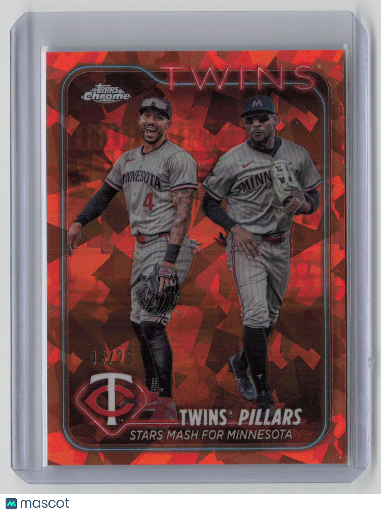 2024 Topps Chrome Byron Buxton & Carlos Correa Orange Sapphire Parallel #USC-29 08/25 - Rare Baseball Trading Card for Collectors & Investors (Perfect for Display, Trading, and Portfolio Growth)