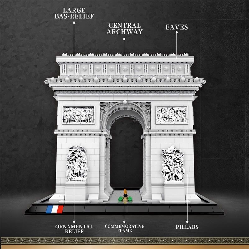 Reobrix 66024 Arc de Triomphe Building Blocks Set - 3D Architecture Model Kit for Adults & Teens - Perfect for Home Decor, Office Display & Collectors Gift Idea