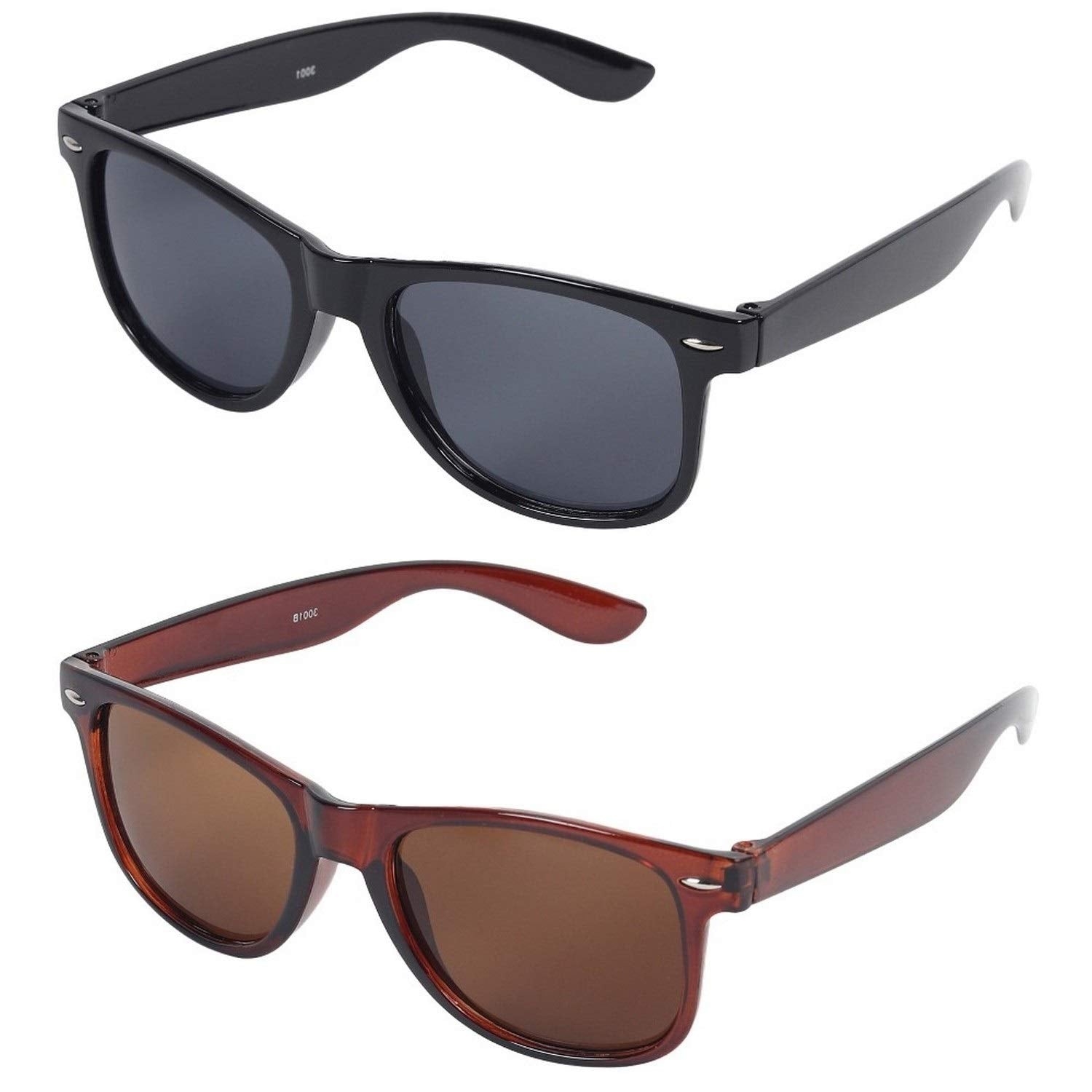 2 Pack Black & Brown Rectangle Sunglasses for Men - UV Protection, Polarized, Stylish & Comfortable for Driving, Outdoor Activities & Fashion