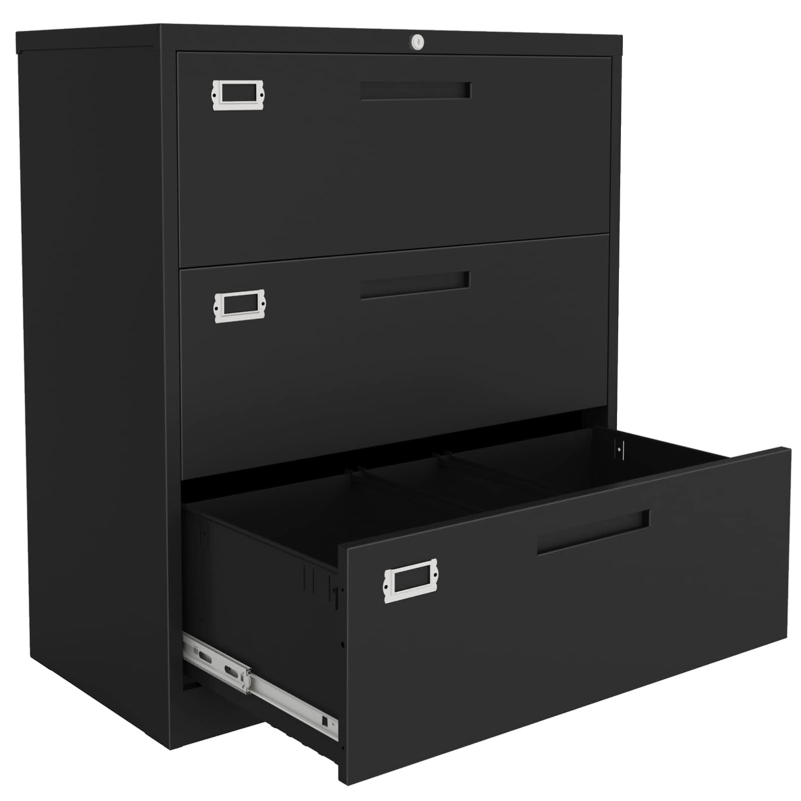 HOMMOO 3-Drawer Steel Locking File Cabinet - Large Lateral Metal Storage Organizer for Letter, Legal, F4 & A4 Files - Home Office Organization Solution (Black) | Perfect for Document Storage, Office Filing & Workspace Organization