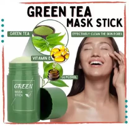 Green Tea Clay Stick Mask for Oily Skin - Detoxifying & Toning Facial Treatment | Perfect for Acne-Prone Skin & Daily Skincare Routine