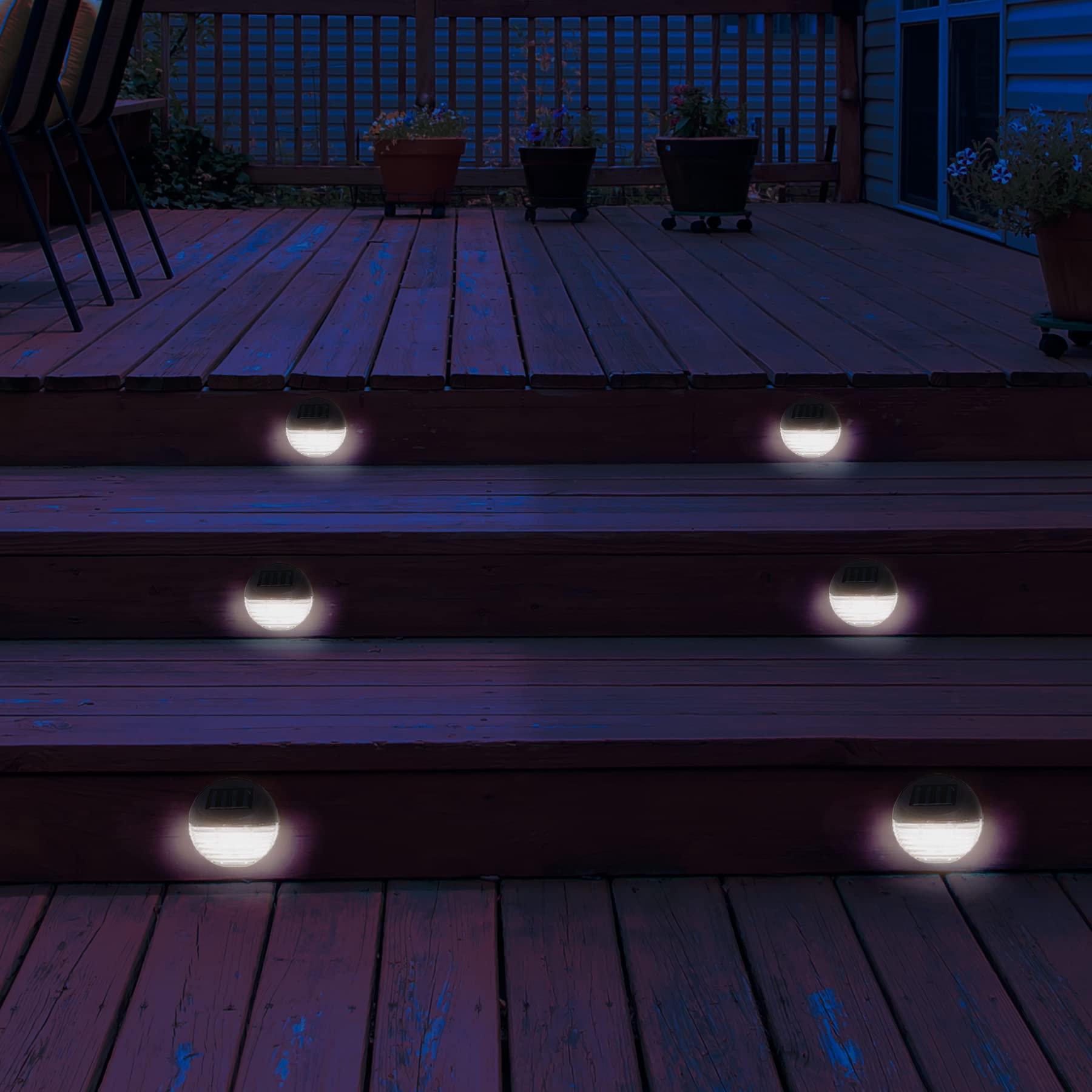 12-Pack Crosslight Solar Mounted LED Walkway Lights - Weatherproof White LED Deck & Stair Lights for Outdoor Pathway, Garden, Patio, and Yard Lighting