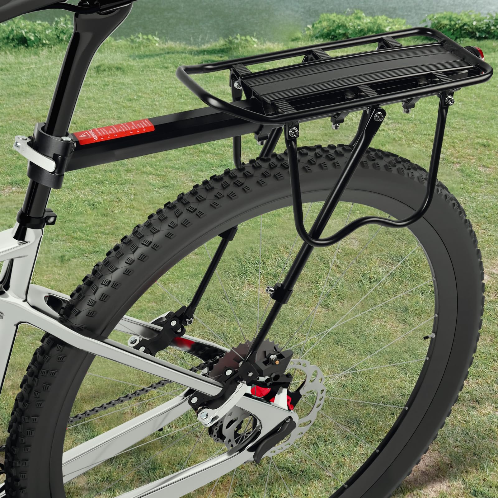 Heavy Duty Rear Bike Rack - Quick Release Aluminum Alloy Bicycle Cargo Carrier with 115 lbs Capacity - Universal Fit for 24-29
