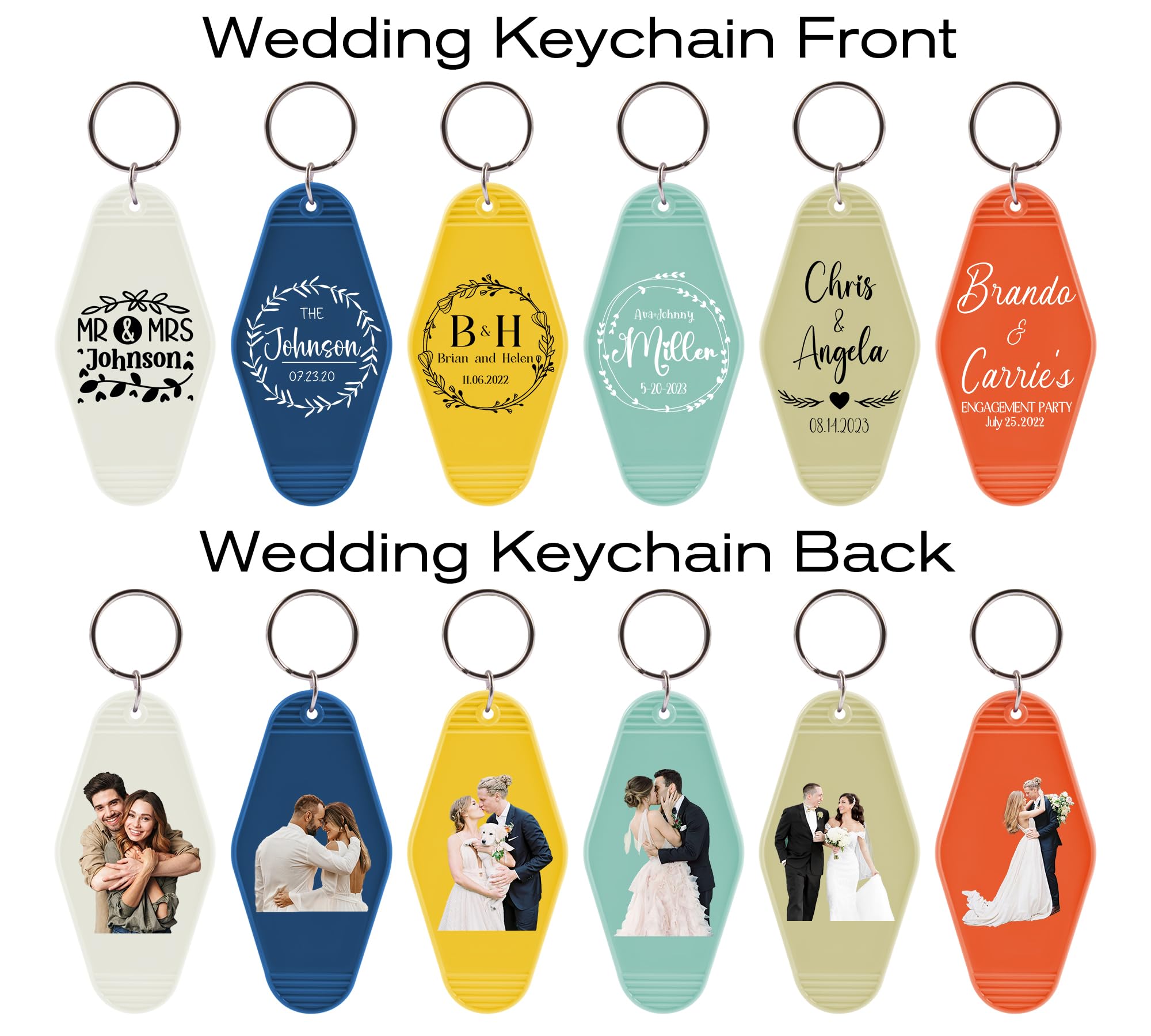 Personalized Wedding Keychains - Custom Engraved Bulk Favors with Logo/Text/Photo - Perfect for Bridal Showers, Receptions & Guest Souvenirs