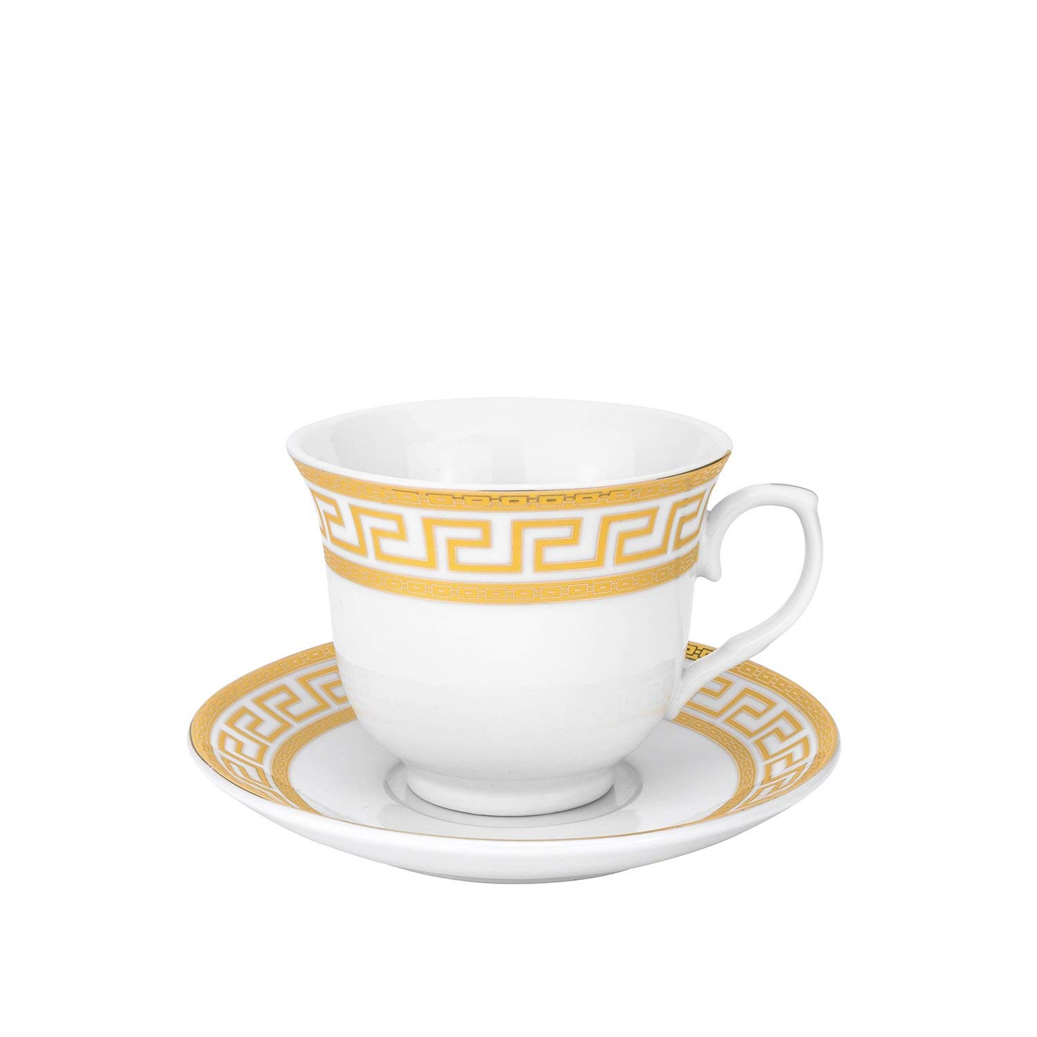 Royalty Porcelain Tea and Coffee Set - 17-Piece Antique Greek Design Porcelain with Gold Accents | Perfect for Afternoon Tea, Bridal Showers & Luxury Home Decor