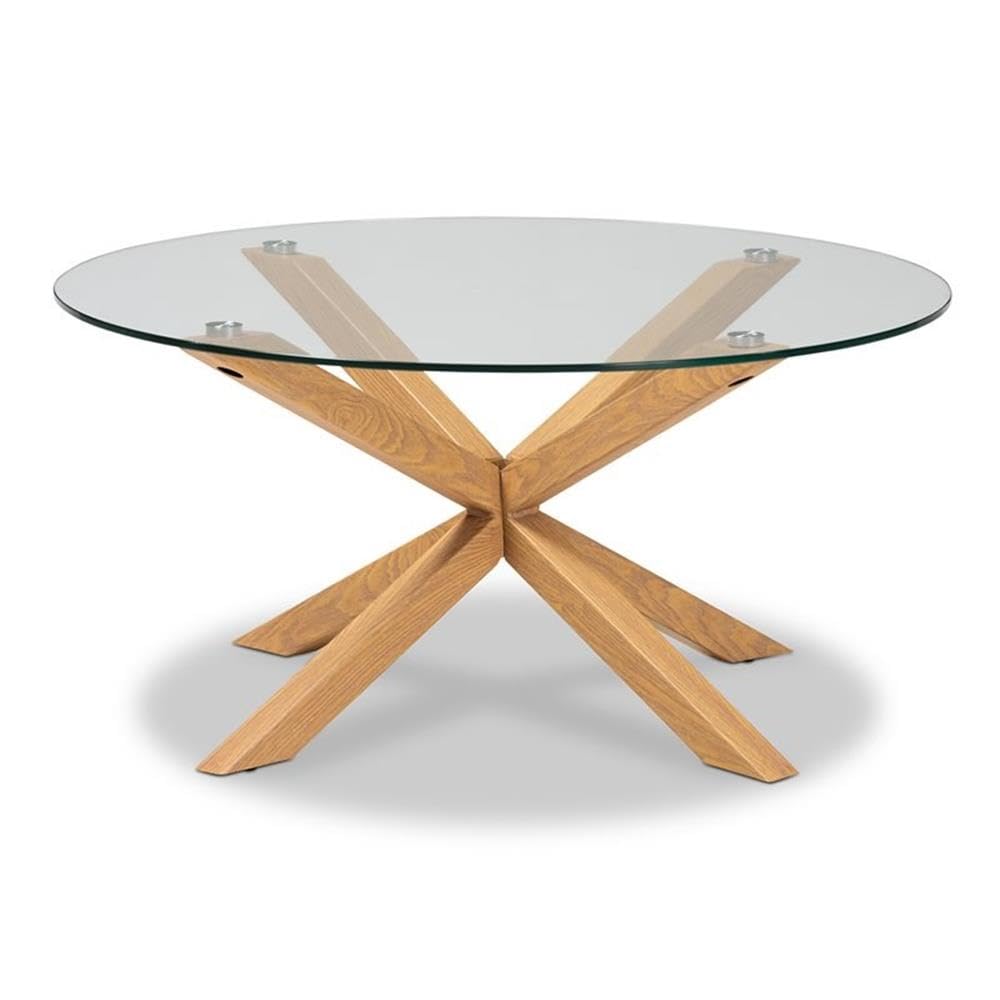 Modern Glass and Wood Coffee Table - Contemporary Allora Design for Living Room, Lounge & Office Decor