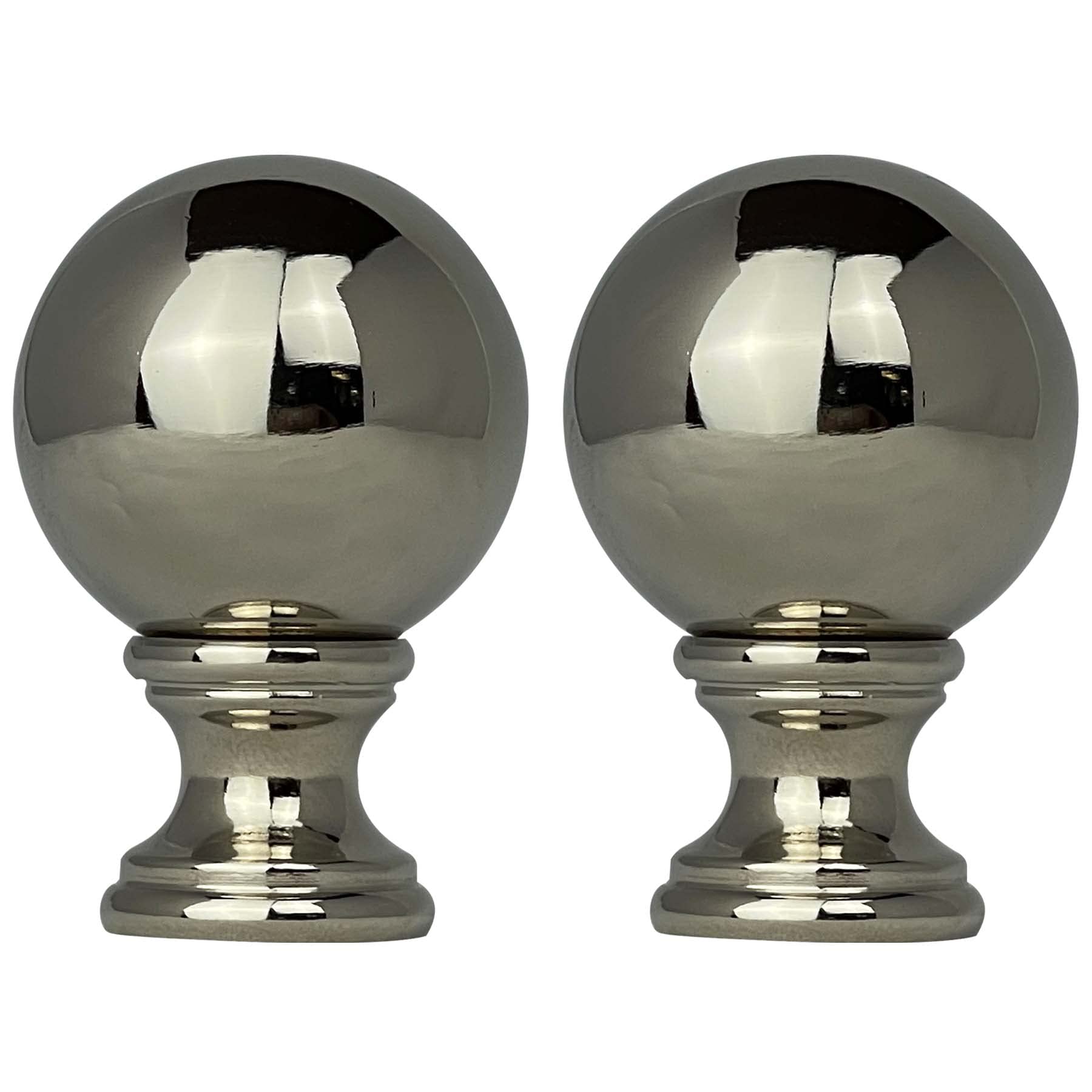 Royal Designs Small Ball Lamp Finial for Lamp Shade - 1.5 Inch Polished Silver (Set of 2) - Perfect for Bedroom, Living Room & Home Decor Lighting Accessories