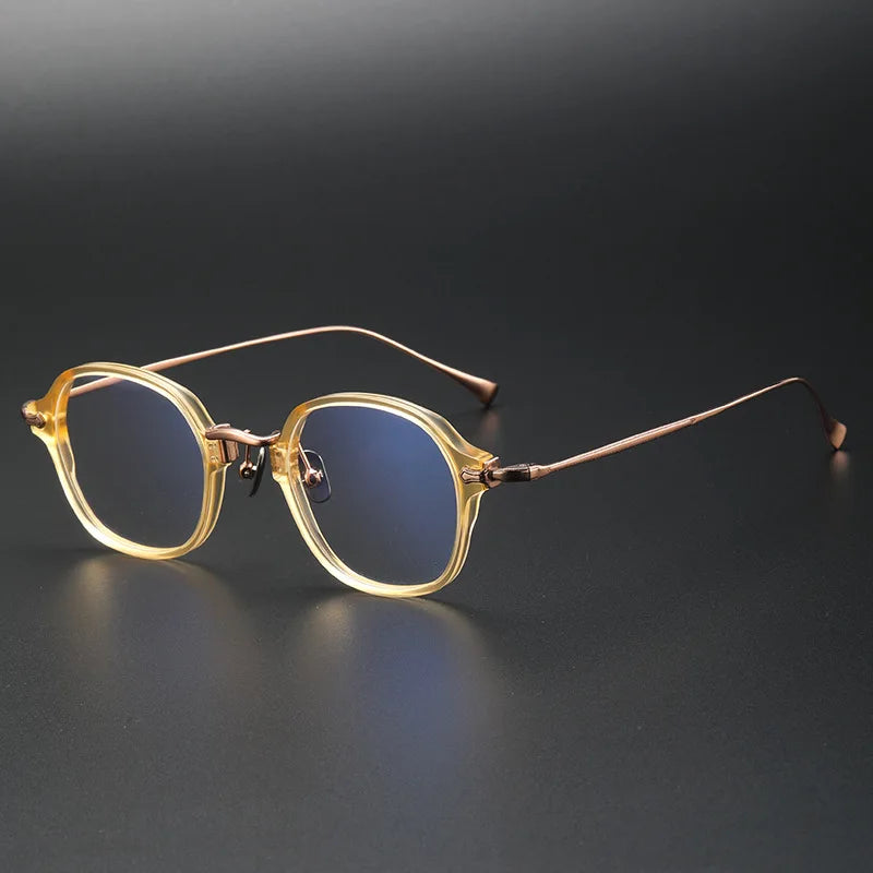 Stylish Unisex Full Rim Polygon Square Titanium Acetate Eyeglasses Frame 11183 - Trendy Geometric Glasses for Work, Reading & Fashion Accessories