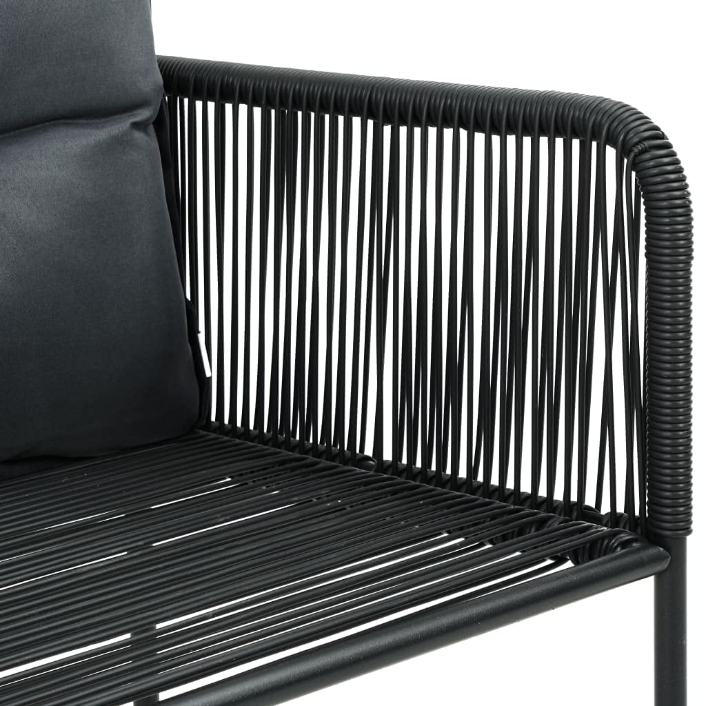 Modern Black Poly Rattan Outdoor Chairs Set of 2 with Pillows - Patio, Garden, Terrace Furniture for Relaxing & Entertaining