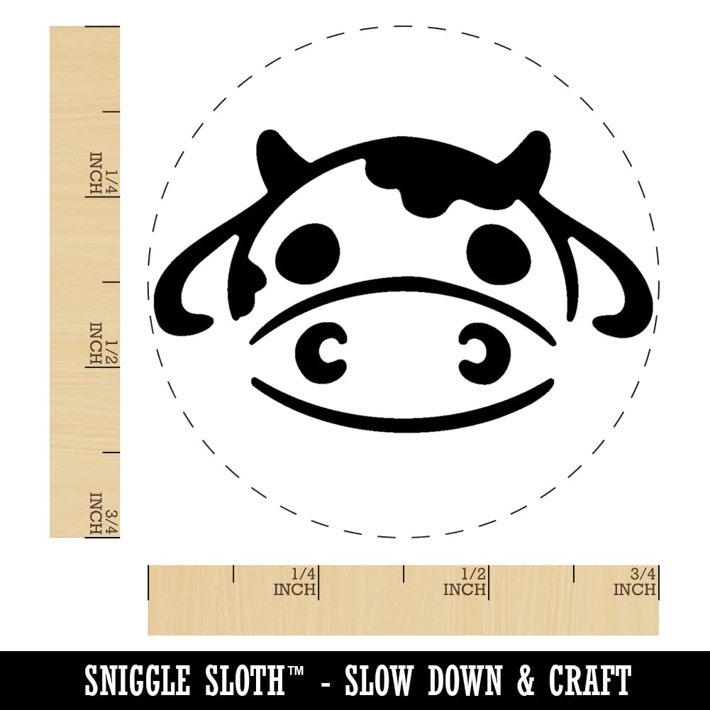 Cute Chibi Cow Head Face Milk Farm Animal Rubber Stamp for DIY Crafting, Scrapbooking, Planner Decor - 3/4 Inch Small Stamp | Perfect for Journals, Cards & Gift Wrapping