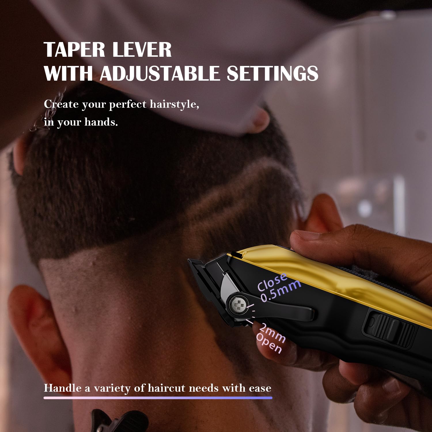Professional Hair Clippers for Men - High Torque Brushless Motor & Detachable Blade - Cordless Hair Trimmer Set for Barbers with Charging Base - Premium Hair Clipper Kit - Gold - Perfect for Home Haircuts, Salon Styling & Beard Grooming