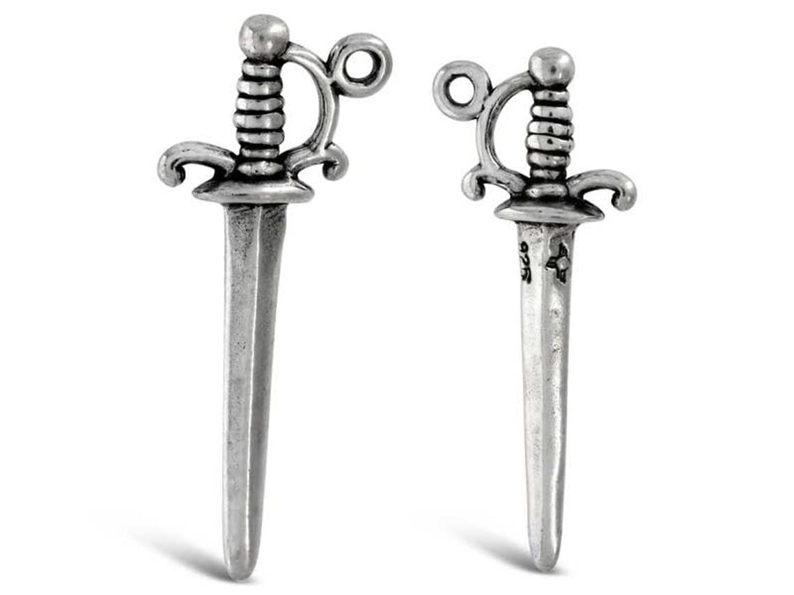 Sterling Silver Dagger Charm Pendant for Jewelry Making - Gothic Dagger Necklace for DIY Crafting & Unique Gift Giving