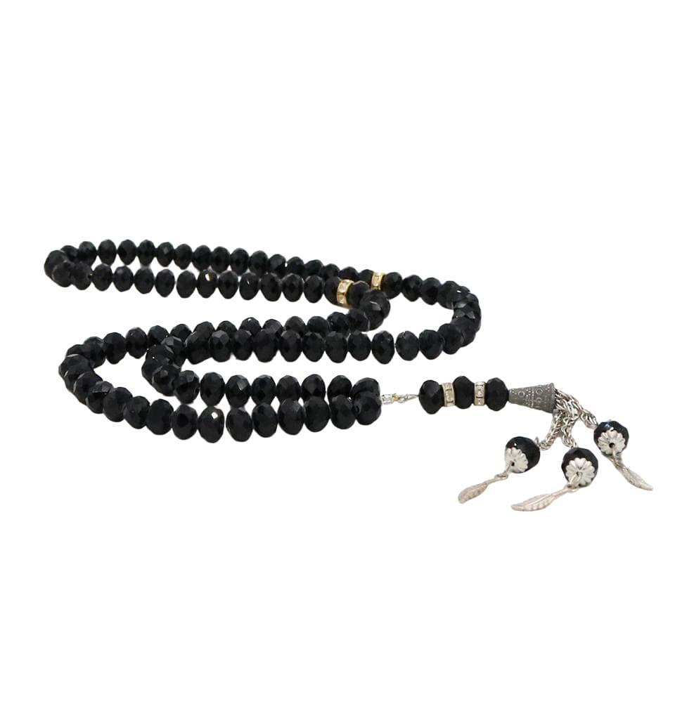 Premium Islamic Tasbih - 99 Crystal Cut Acrylic Prayer Beads for Muslim Dhikr - Black Elegant Rosary for Daily Worship & Spiritual Meditation - Perfect for Home, Mosque, and Travel Use