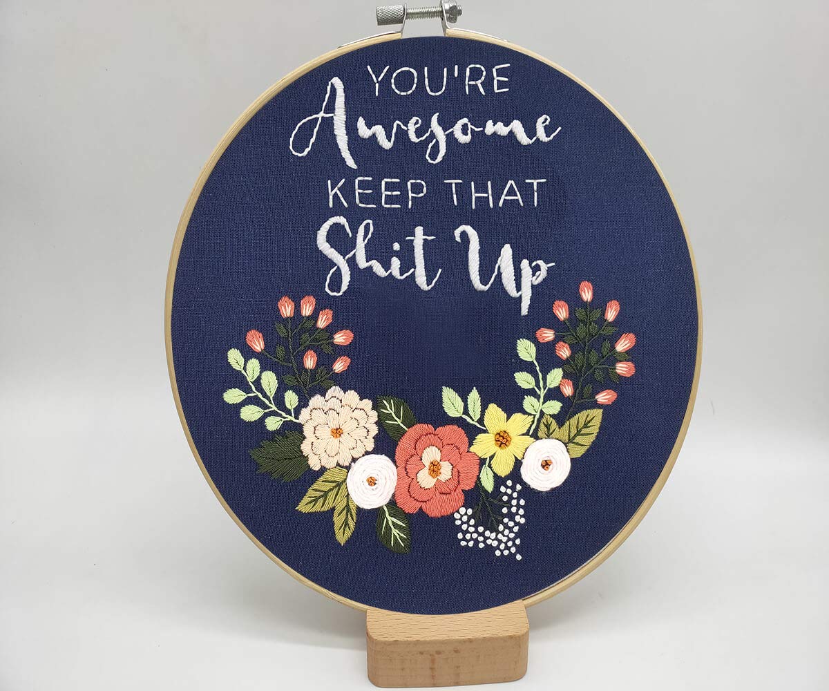 Mother's Day Gift Ideas for Mom - Beginner Embroidery Kit with Cross Stitch Supplies - DIY Craft Starter Set for Women | Perfect Birthday Present for Daughter, Best Friend & Coworker | Home Decor & Relaxation Hobby