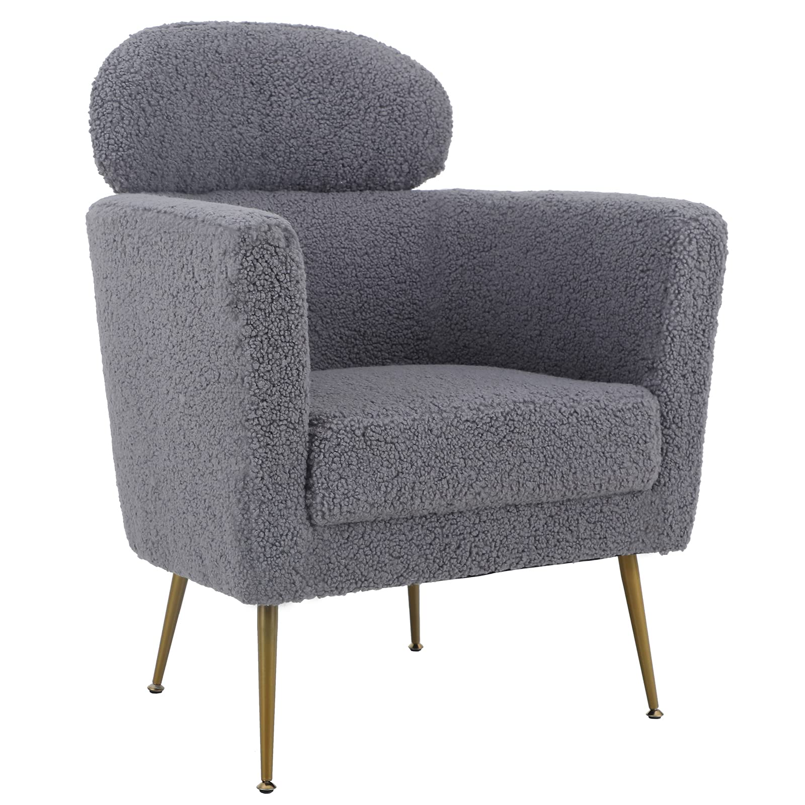 Premium Cashmere Lounge Chair - Modern Living Room Accent Chair with Removable Backrest, Grey - Perfect for Living Room, Balcony, Bedroom & Office Relaxation