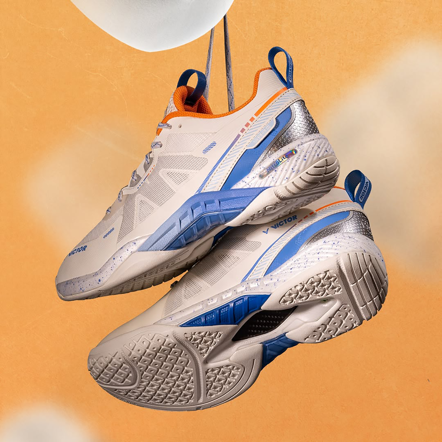 Victor S82III NitroLite Court Shoe - Men's Badminton Tennis Volleyball Shoes - Lightweight Breathable Sports Sneakers - Moonlight White - Perfect for Indoor Court Games & Training