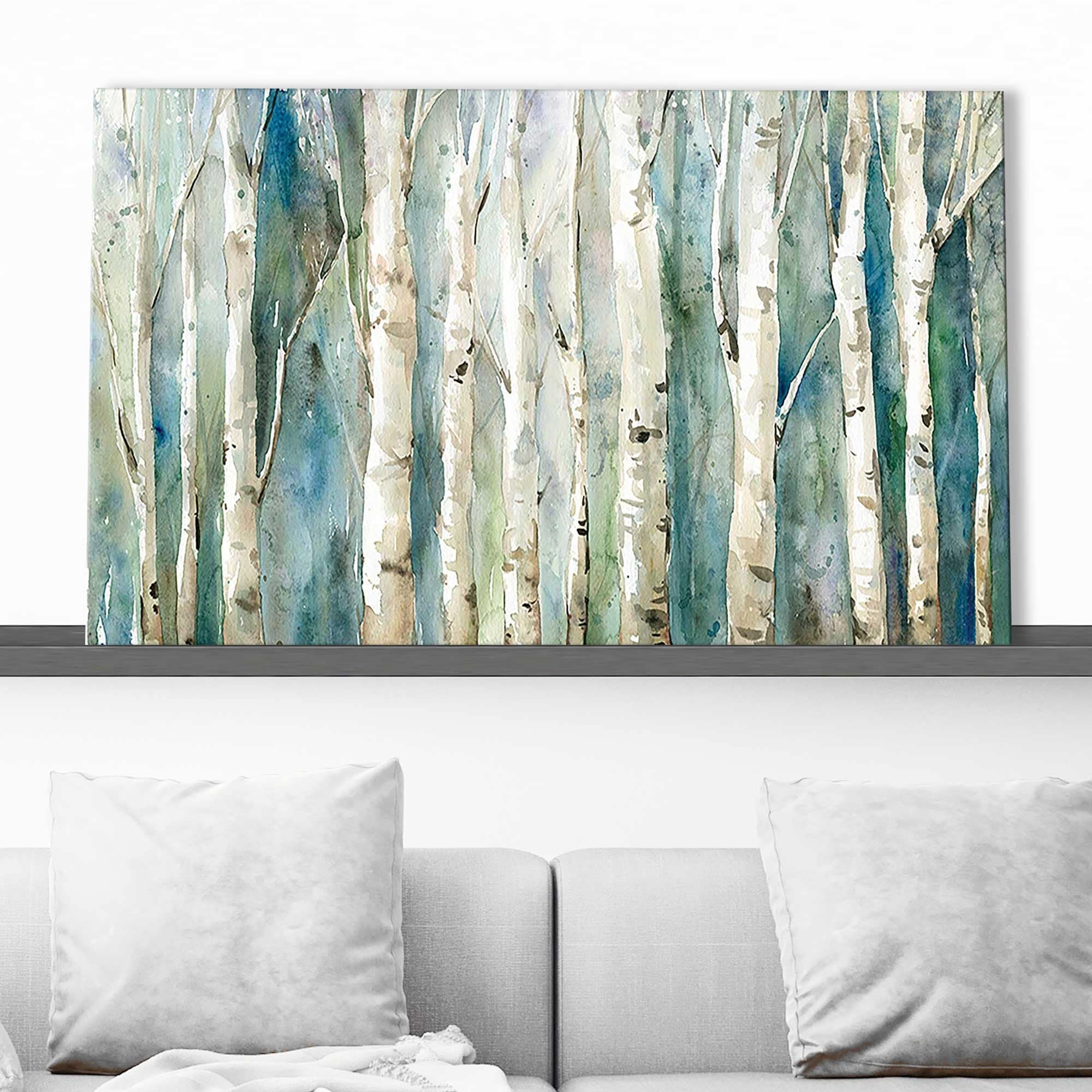 Birch River Walk Canvas Print - Nature Landscape Wall Art for Living Room, Bedroom & Office Decor