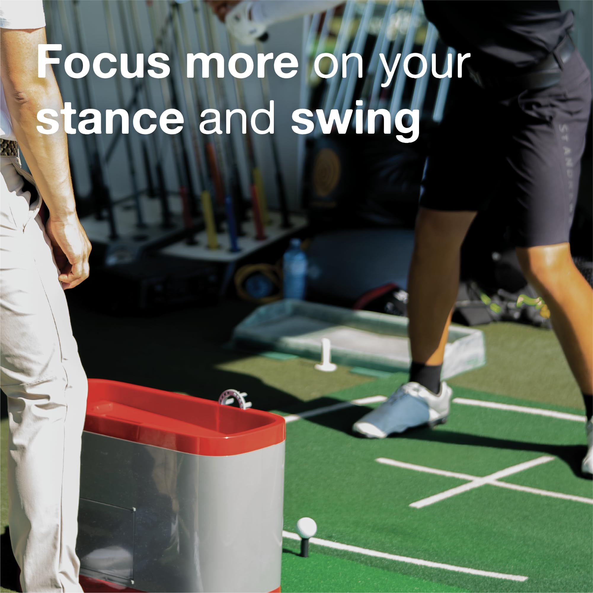 Automatic Golf Ball Dispenser - Jumbo 70 Balls Capacity for Indoor & Outdoor Practice | No Pedal, Battery or Electricity Required | Includes Tees & Hitting Mat | Works with Golf Simulators | Perfect for Driving Range, Backyard Training & Home Golf Setup