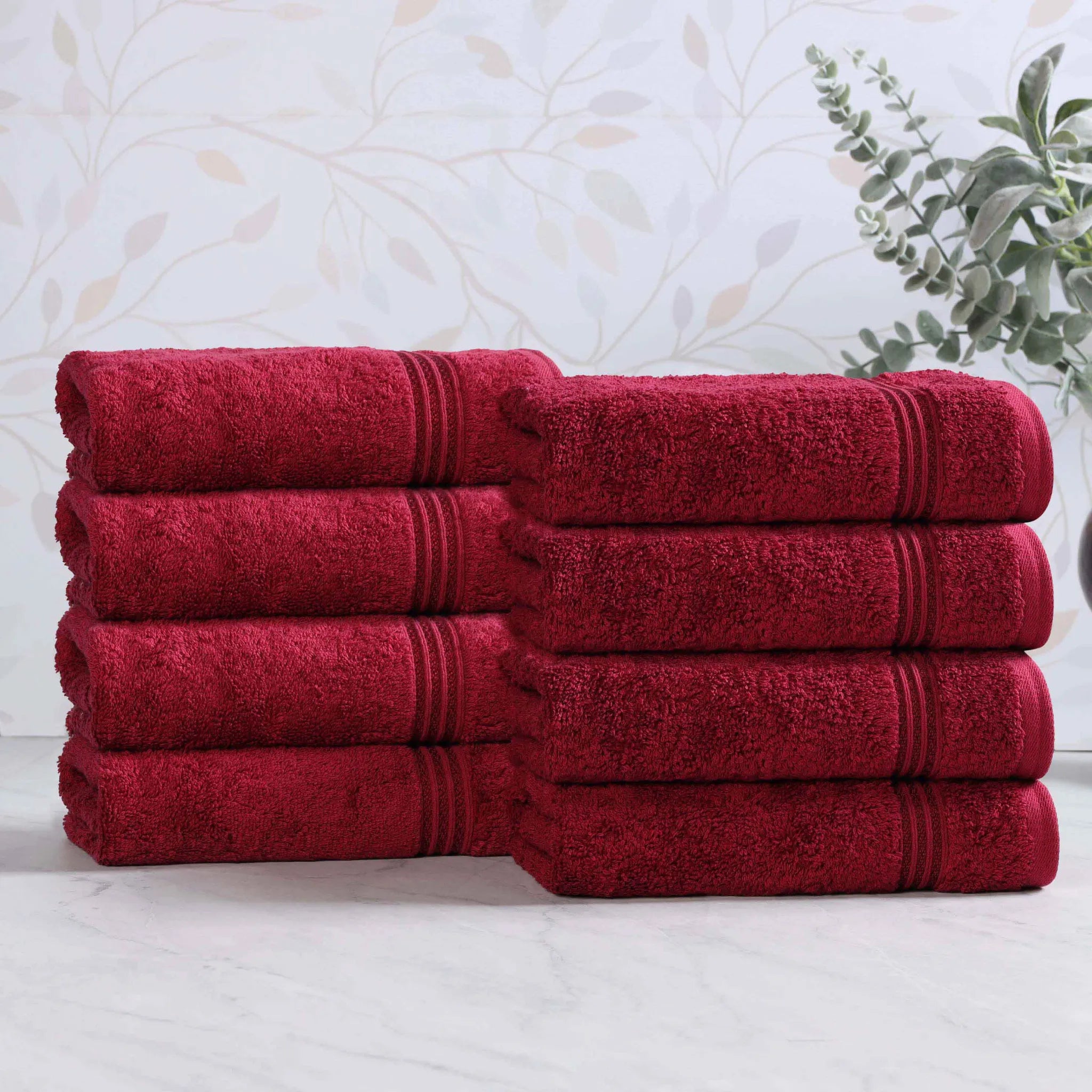 Premium 100% Egyptian Cotton Plush Hand Towels - Ultra Soft & Absorbent Bath Towel Set of 8 for Bathroom, Kitchen & Spa Luxury (24x16 Inches)