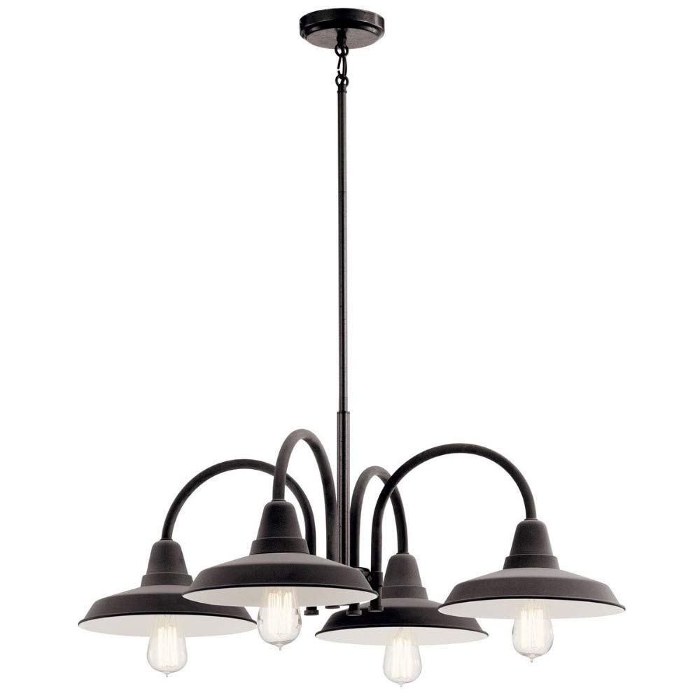 Kichler Marrus 4-Light Chandelier in Weathered Zinc & Anvil Iron - Elegant Rustic Ceiling Light Fixture for Dining Room, Living Room, or Bedroom