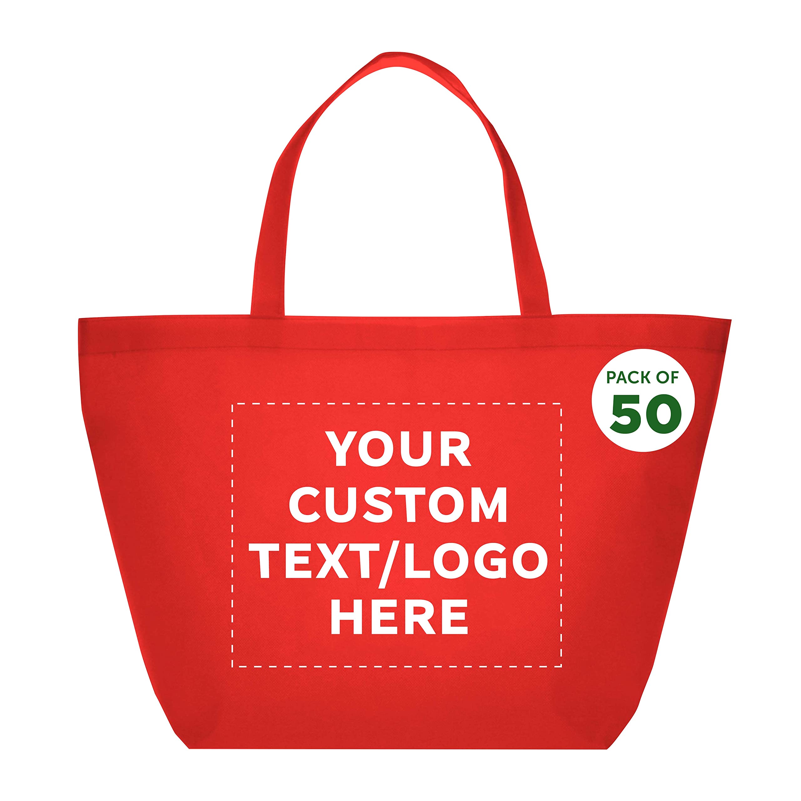 Custom Southern Style Reusable Grocery Tote Bags - Bulk Pack of 50 Personalized Shopping Bags for Travel, Business Promotions & Eco-Friendly Shopping - Red 20