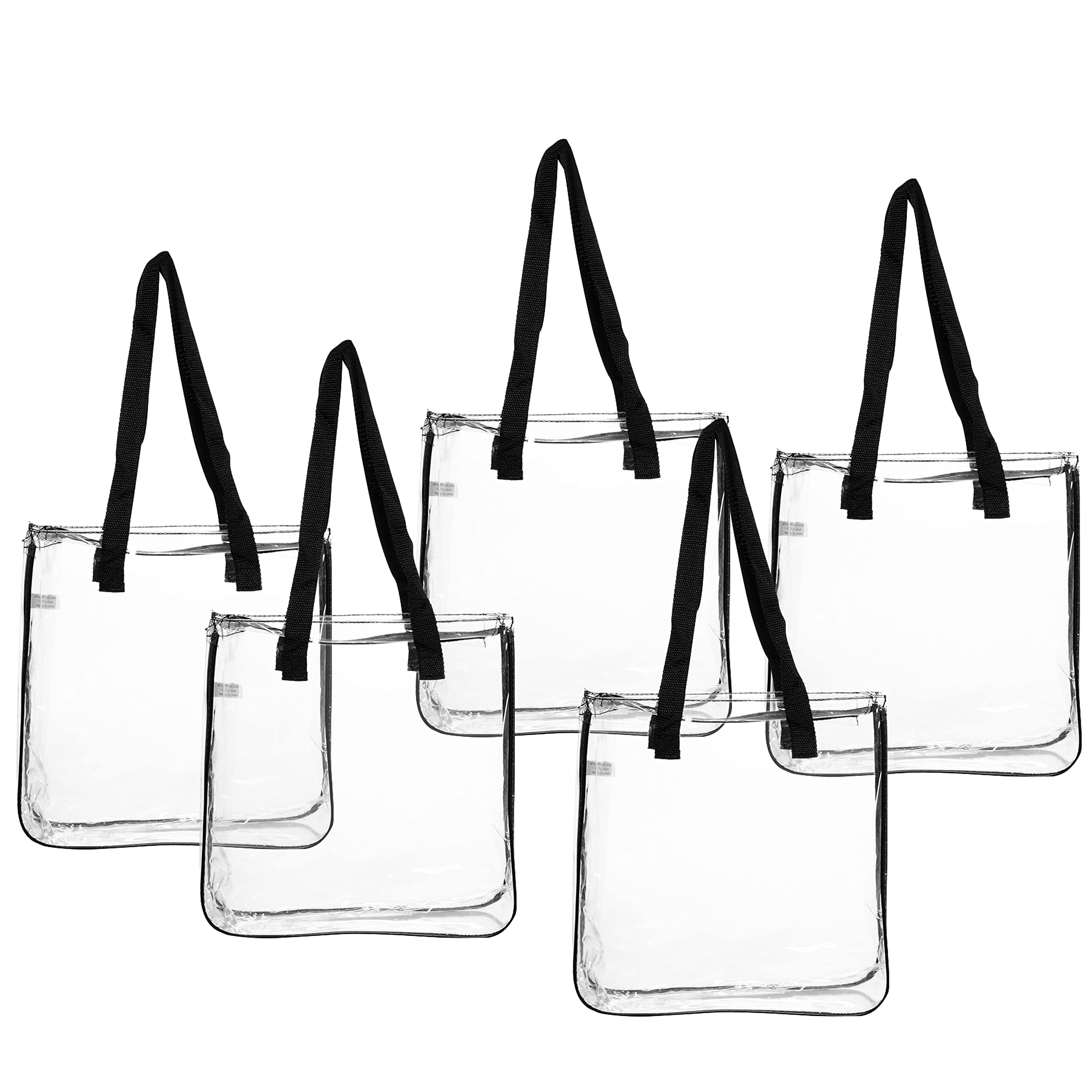Clear Tote Bags Set of 10 - Reusable Bulk Pack for Shopping, Grocery, Beach & Picnic | Wedding Favors & Party Supplies | Durable Plastic Bags for Everyday Use, Travel & Storage
