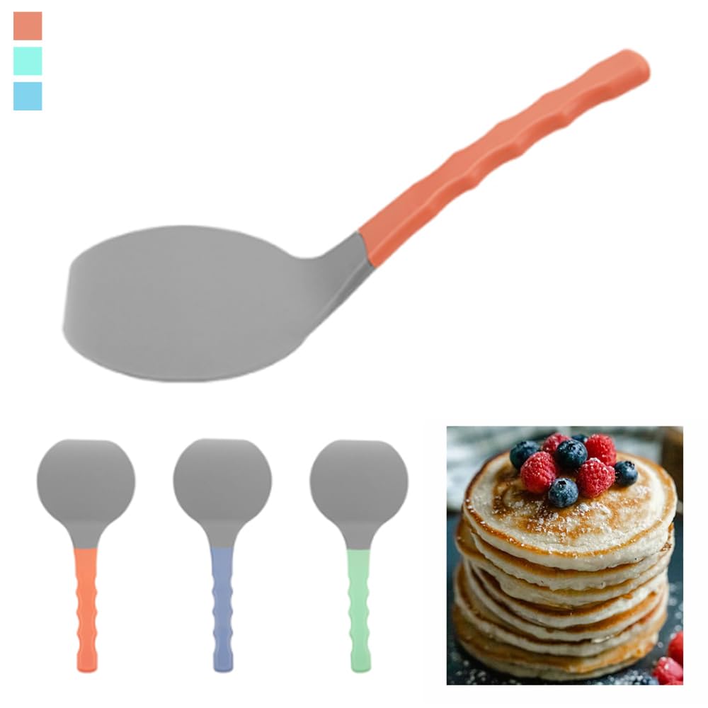 2-Piece Flexible Silicone Spatula Turner - Heat Resistant Kitchen Utensil for Pancakes, Eggs, Baking & Cooking - Non-Slip Grip & Dishwasher Safe