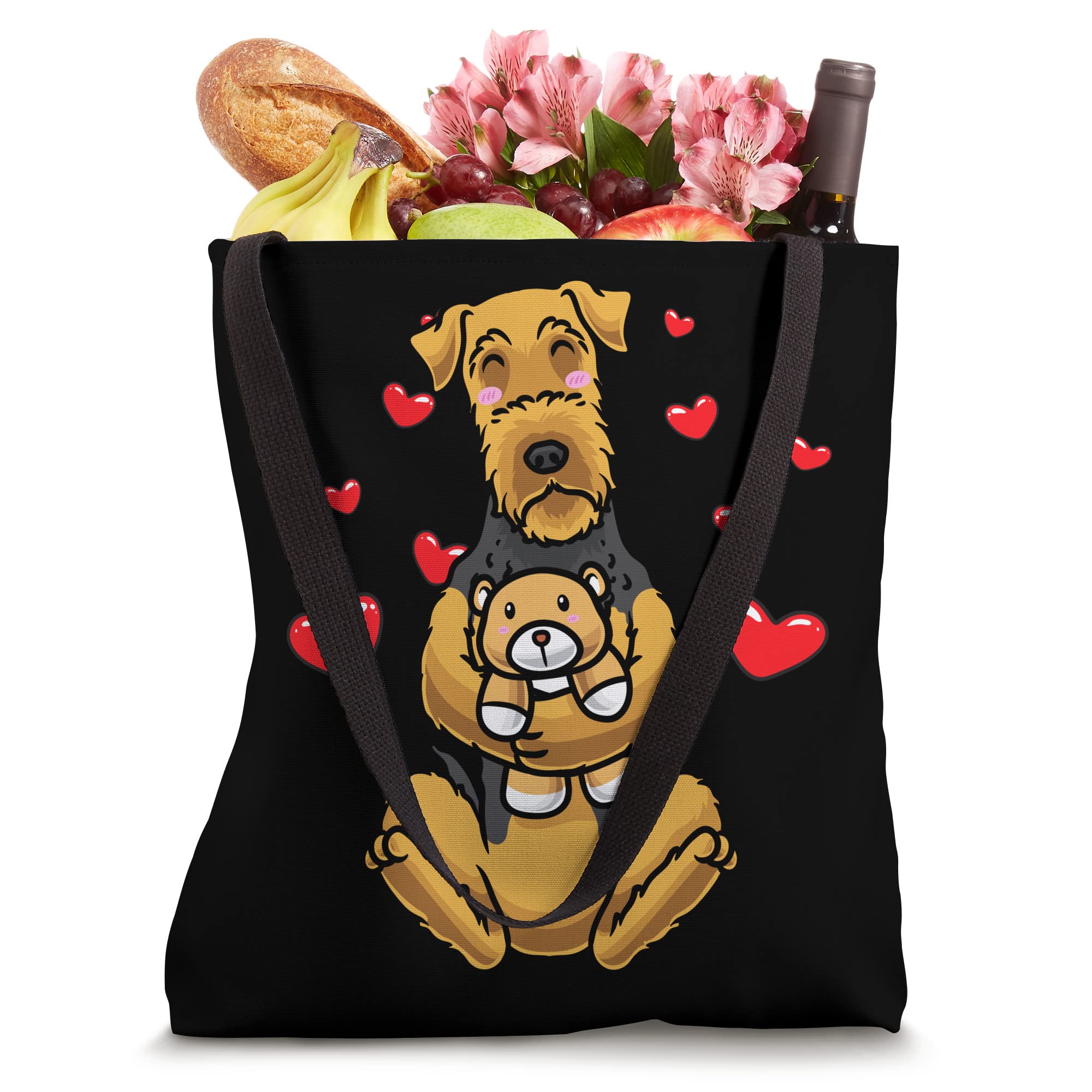 Cute Airedale Terrier Plush Toy Dog - Kawaii Stuffed Animal with Bingley Waterside Tote Bag - Perfect for Gifts, Home Decor & Dog Lovers Accessories