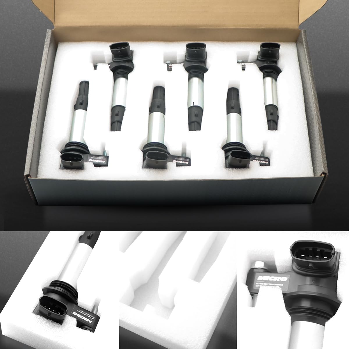 6-Piece Ignition Coil Pack Set Compatible with 2004-2009 Cadillac CTS/STS/SRX, Chevy Traverse, Buick Enclave/LaCrosse/Rendezvous, Saab 9-3, GMC Acadia, Saturn Outlook - UF375 Replacement Parts - Improve Engine Performance & Fuel Efficiency