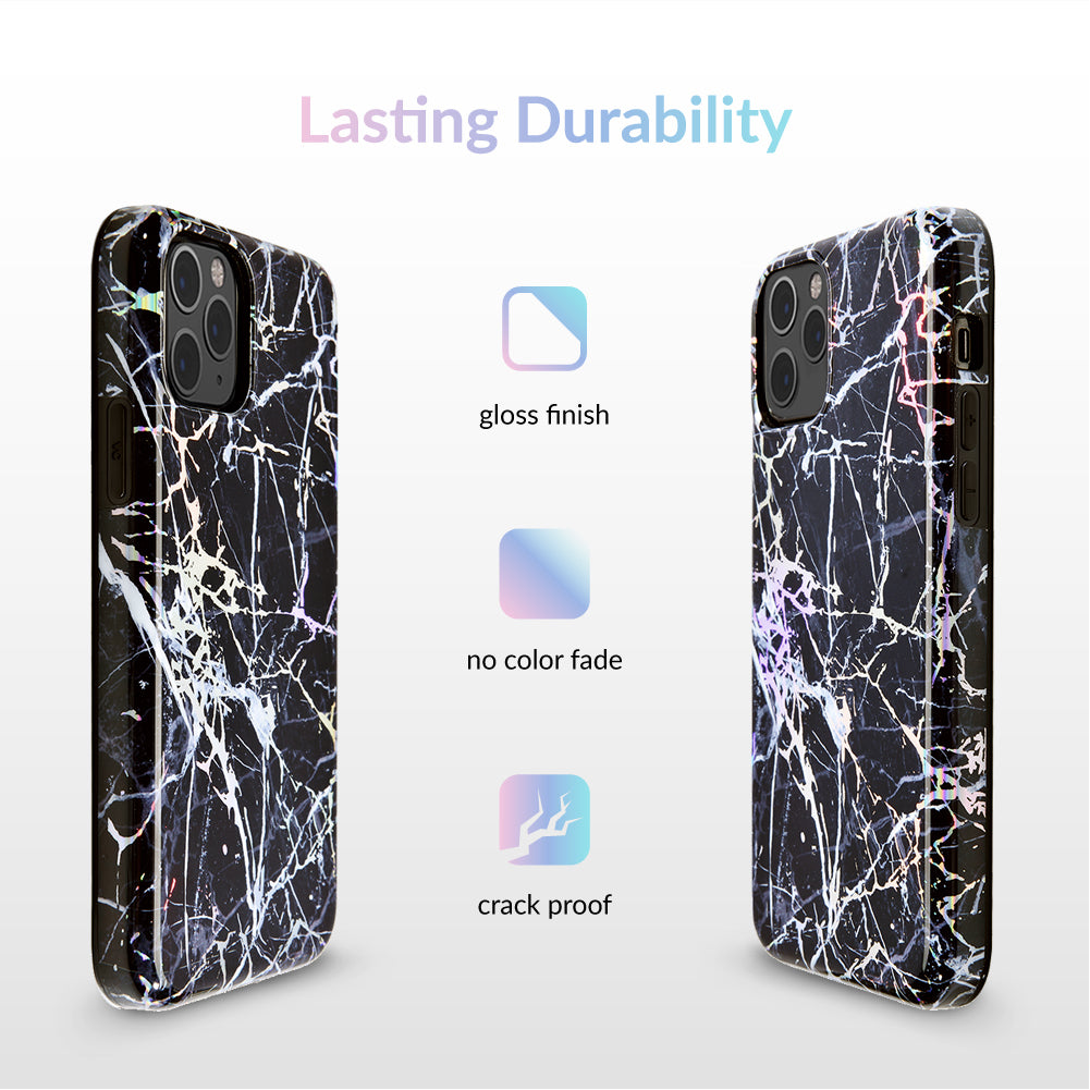 Holo Black Marble iPhone Case - Premium Protective Cover for iPhone [Model Numbers] | Shatterproof & Scratch-Resistant | Stylish Marble Design for Everyday Use, Work & Travel