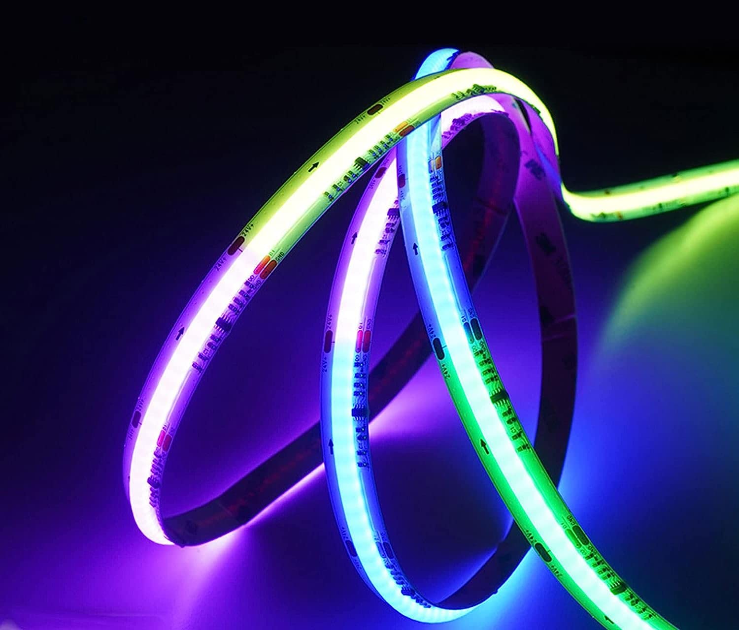 Tuya WiFi Smart LED Strip Lights 2160LED COB RGB Color Changing - 10ft/3M with Power Adapter, Works with Alexa & Google Home - DIY Segment Control, Music Sync, Smart Color Picking for Gaming Room, Bedroom, Party Decor