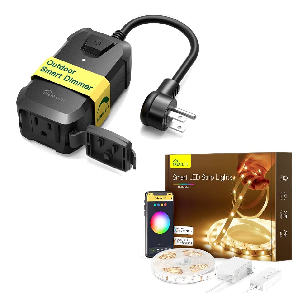 Smart LED Strip Lights with Outdoor Smart Dimmer Plug - RGB Color Changing, WiFi & Alexa Control - Perfect for Bedroom, Party, Christmas Decorations