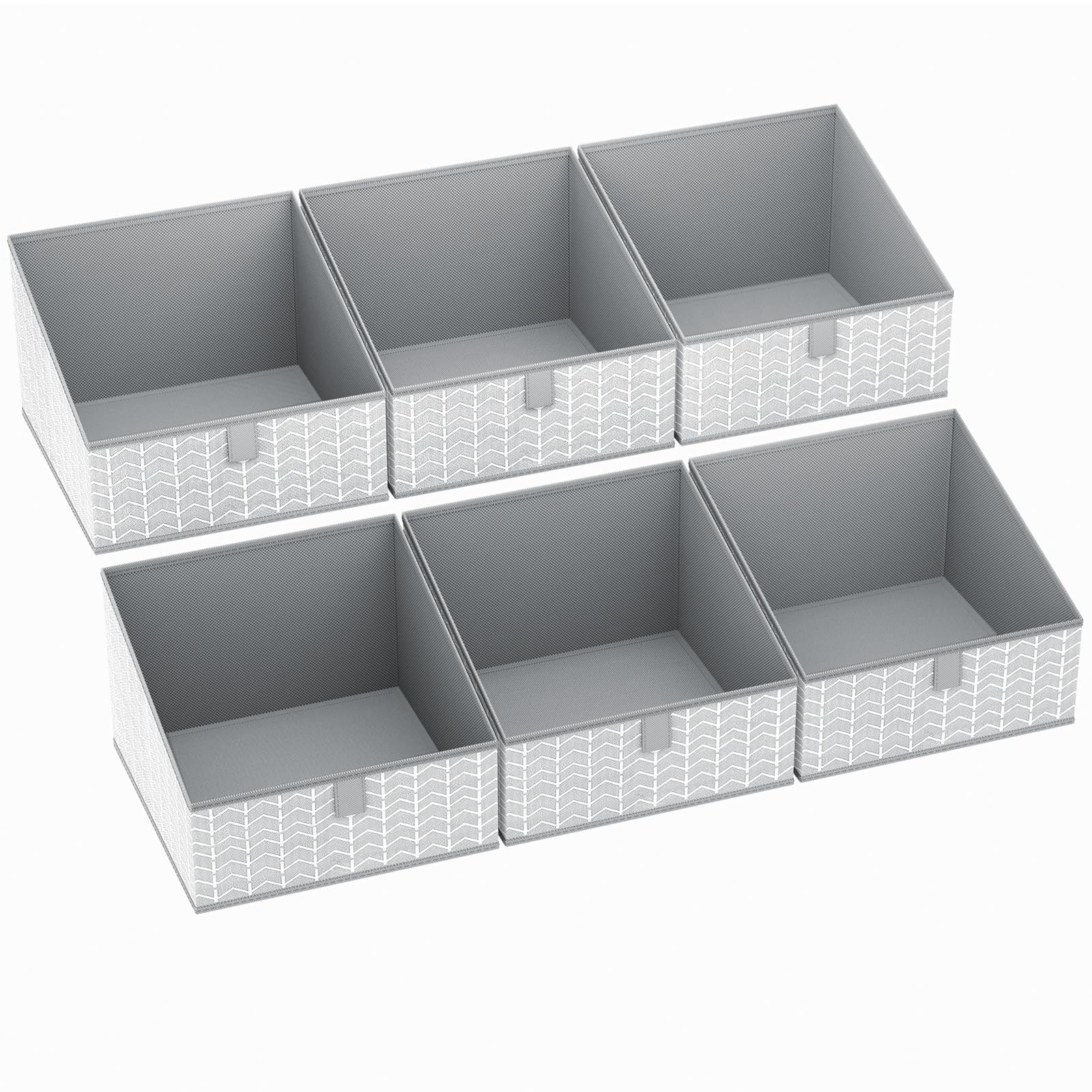 DIMJ 6-Pack Foldable Fabric Storage Bins - Gray Closet Organizer Baskets for Shelves, Toys, Books & DVDs | Space-Saving Home & Office Storage Solution