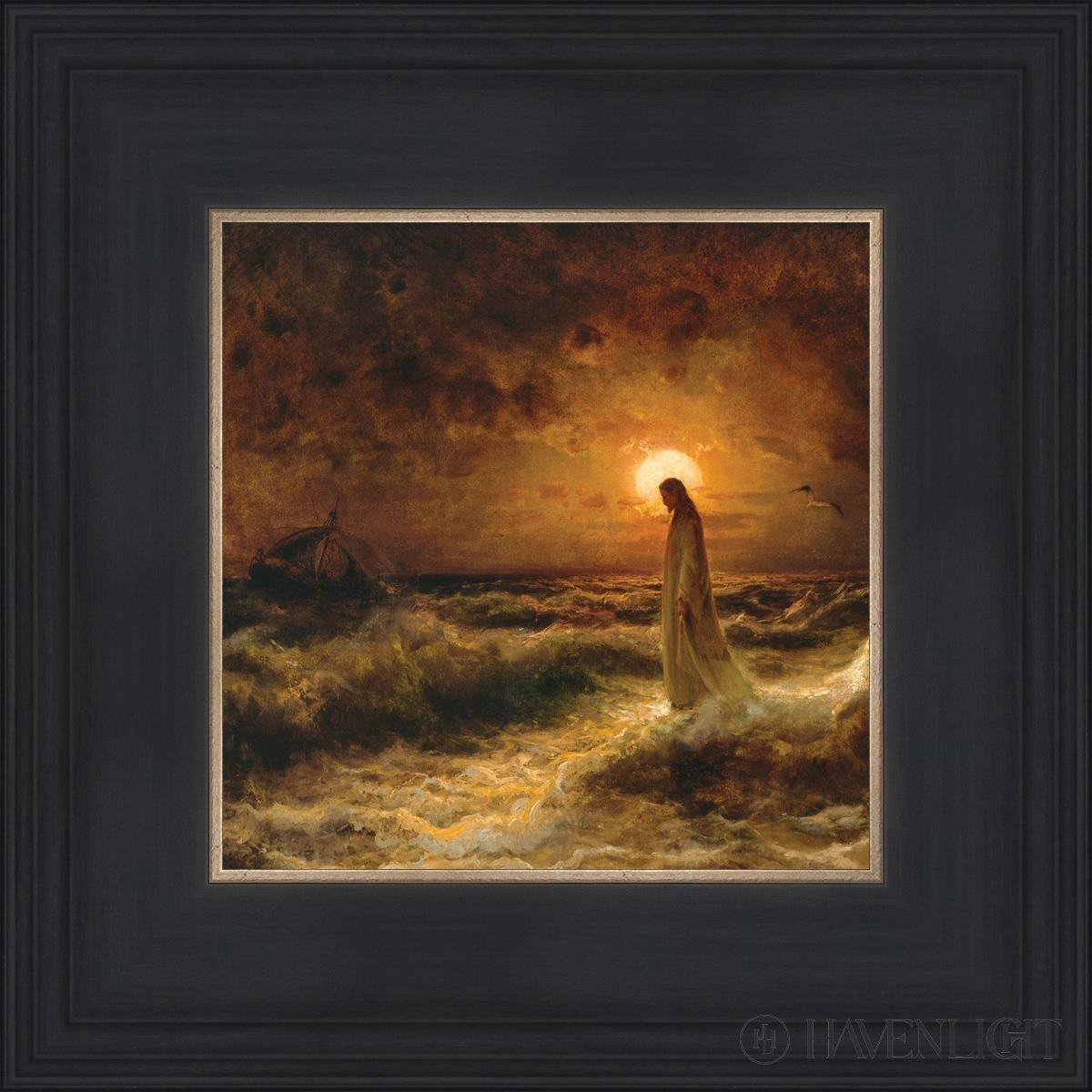 Christ Walking On The Water - Religious Wall Art Decor for Home, Church & Office - Inspirational Christian Painting for Faith-Based Interiors